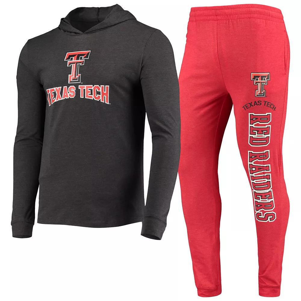 Men's Concepts Sport Red/Heather Charcoal Texas Tech Red Raiders Meter Long Sleeve Hoodie T-Shirt & Jogger Pajama Set,  Product Image