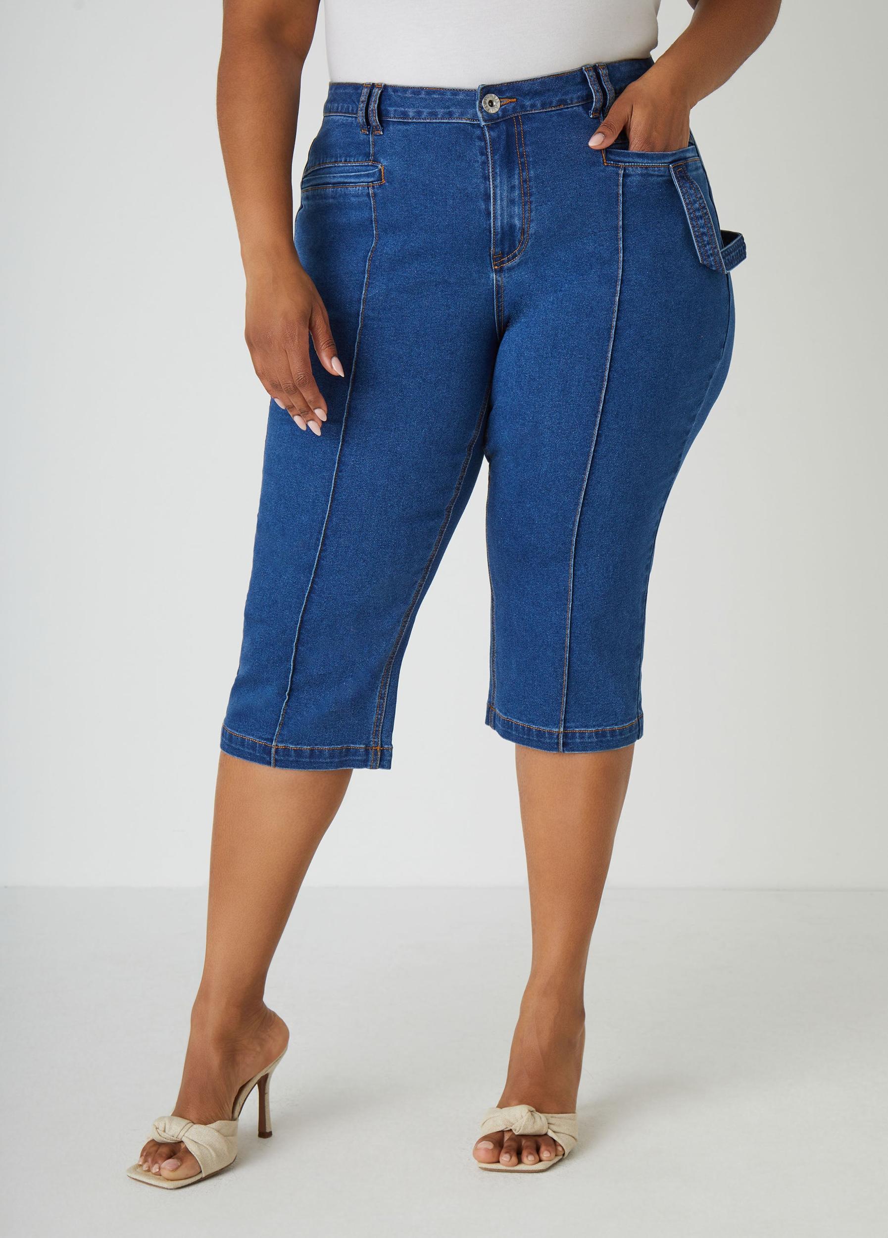 Pintuck Denim Capris Product Image