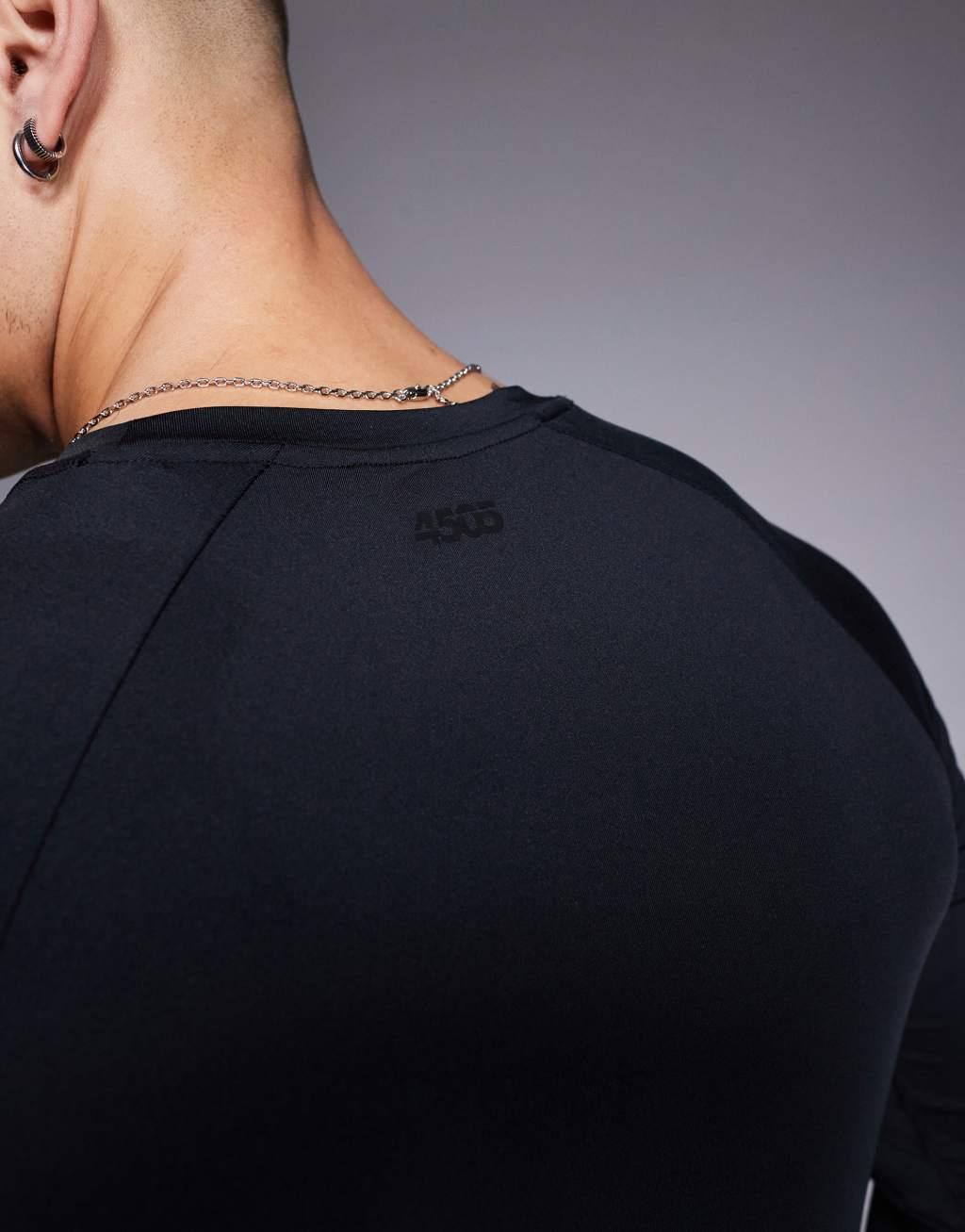 4505 Icon training long sleeve muscle fit base layer in black  Product Image