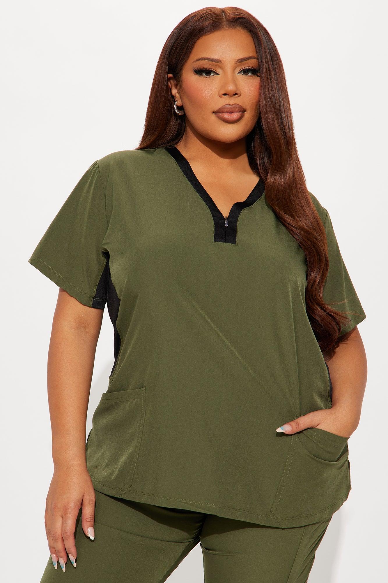 Ready To Help 2 Tone Uniform Scrub Jogger Set - Olive Product Image