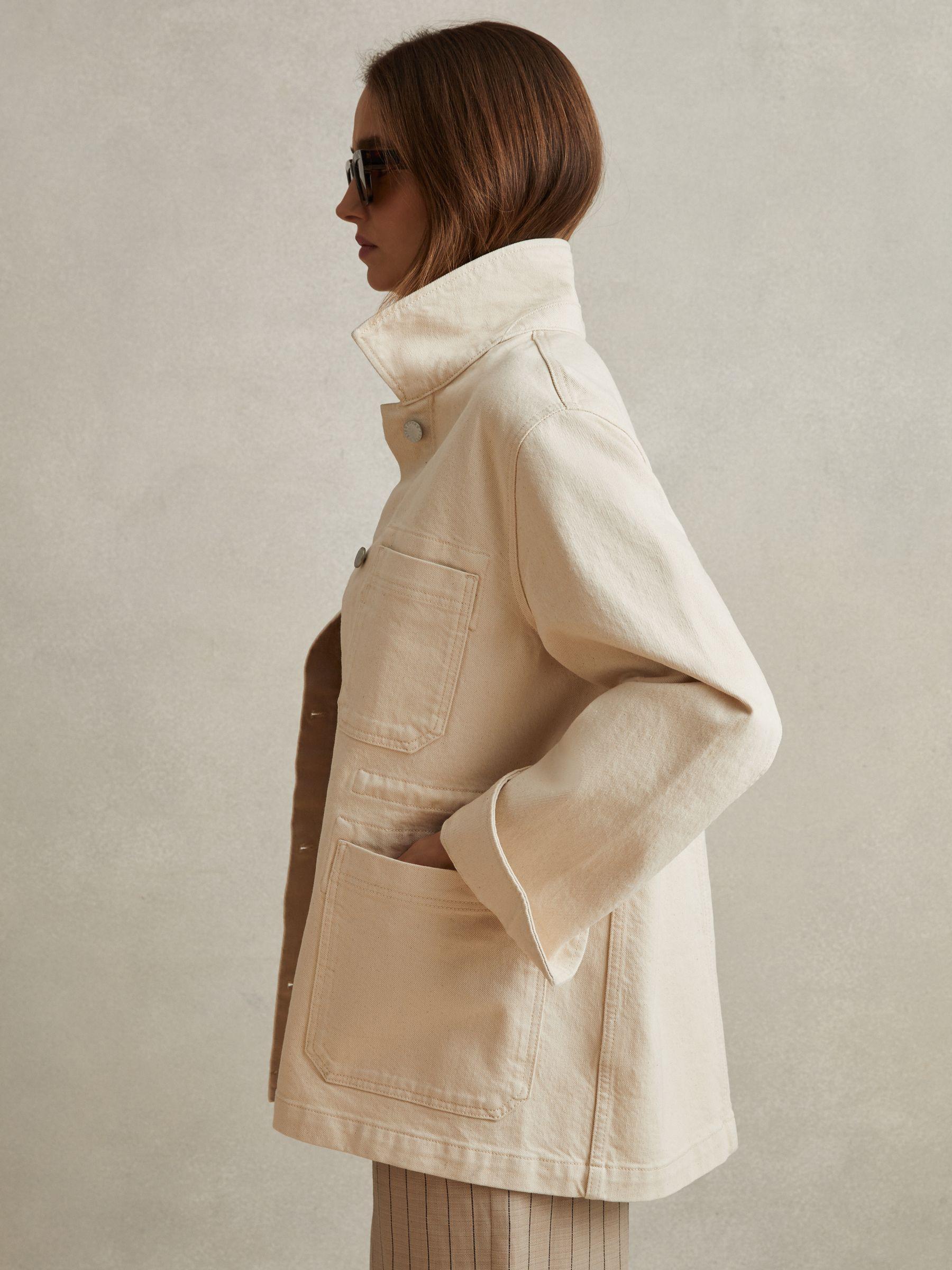 Denim Overshirt in Cream Product Image