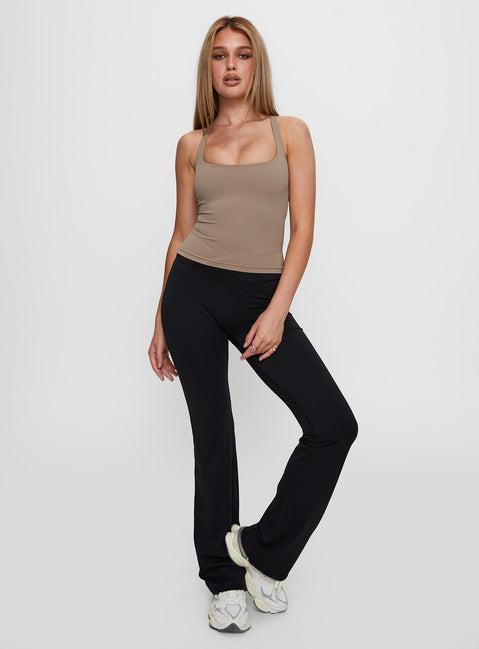 Layup Active Longline Cross Back Top Taupe Product Image