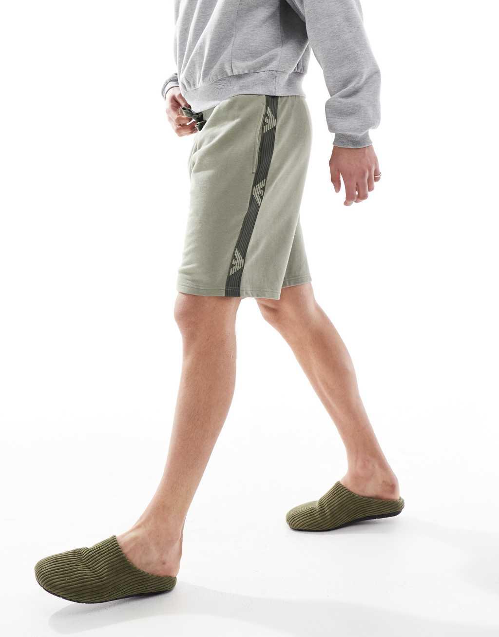 Emporio Armani Bodywear logo lounge shorts in beige Product Image