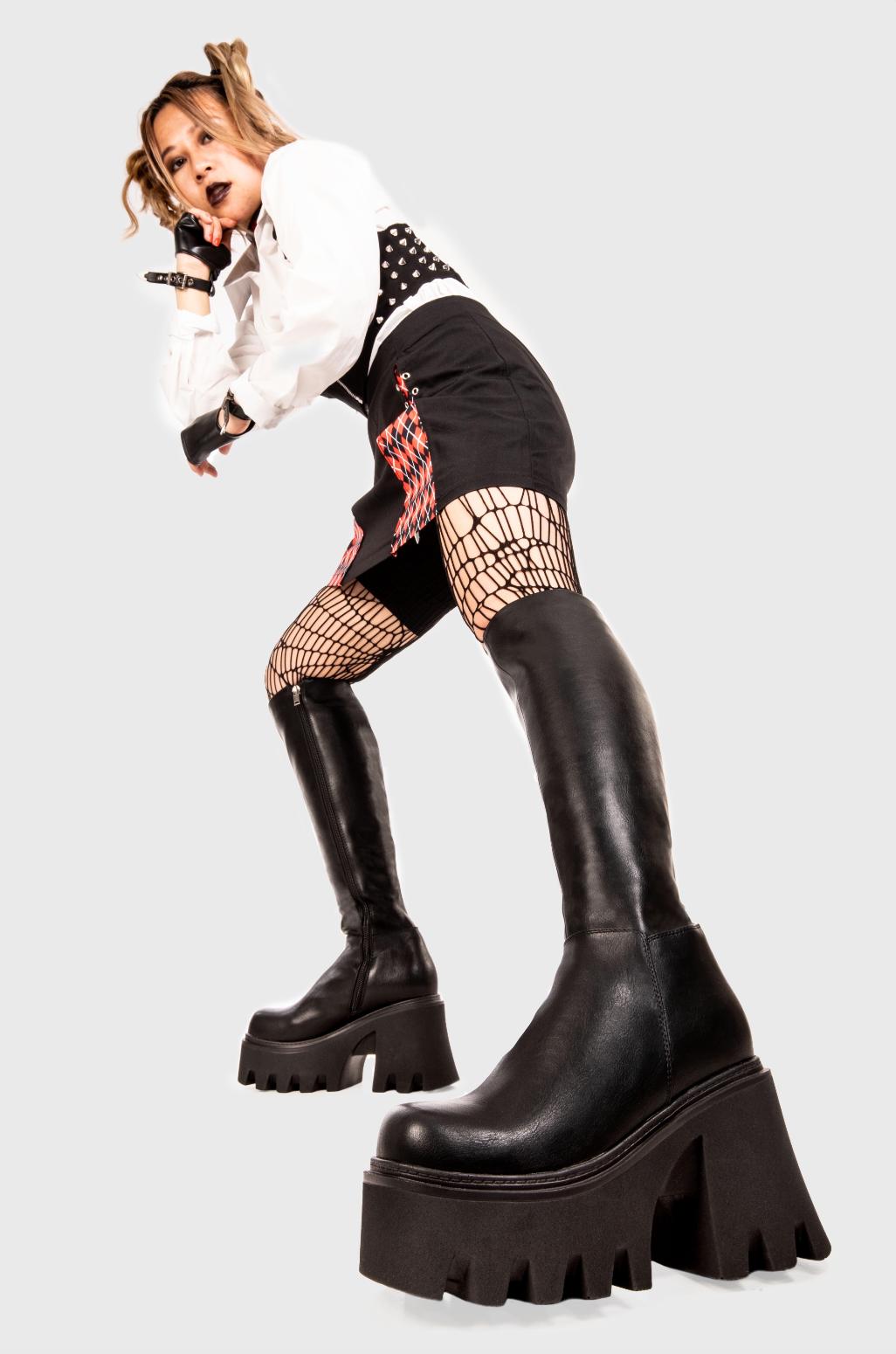 Ready Chunky Platform Knee High Boots Product Image