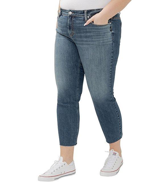 Silver Jeans Co. Plus Size Elyse Ankle Straight Frayed Hem Jeans Product Image