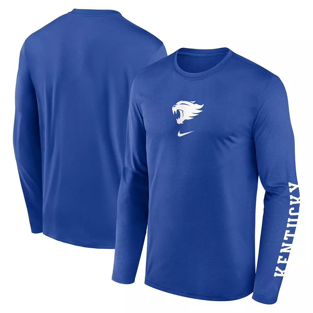 Men's Nike Royal Kentucky Wildcats Primetime Center Lockup Two-Hit Legend Long Sleeve T-Shirt,  Product Image