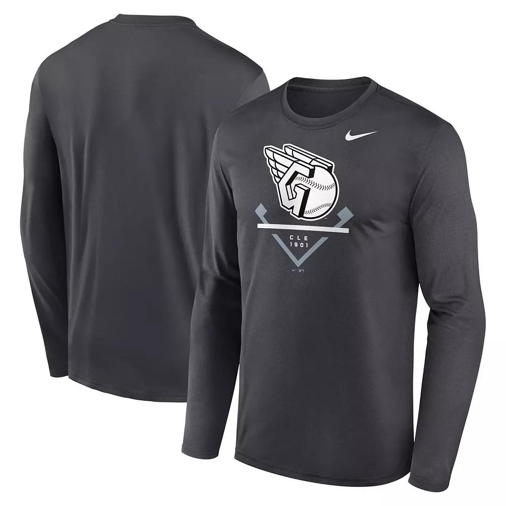 Men's Nike Anthracite Cleveland Guardians Icon Legend Performance Long Sleeve T-Shirt, Size: Small, Grd Grey Product Image