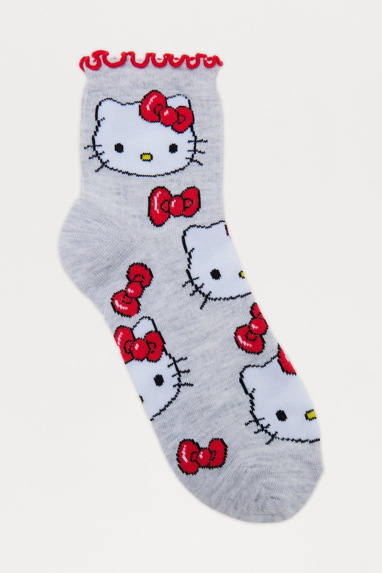 Hello Kitty And Bows Socks - Grey/combo Female Product Image