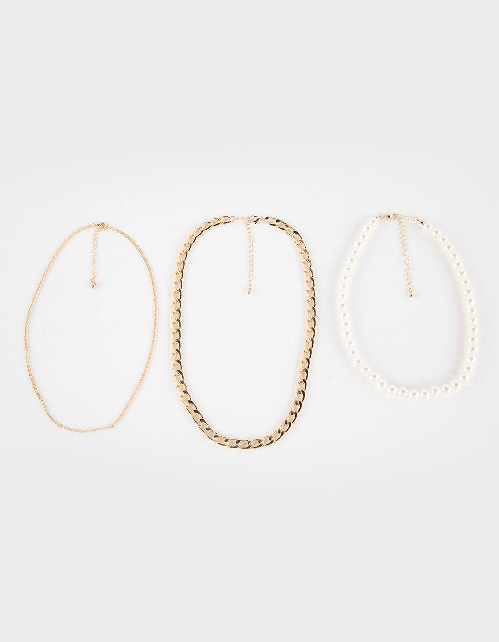 RSQ Pearl Chain Layered Necklace - GOLD Product Image