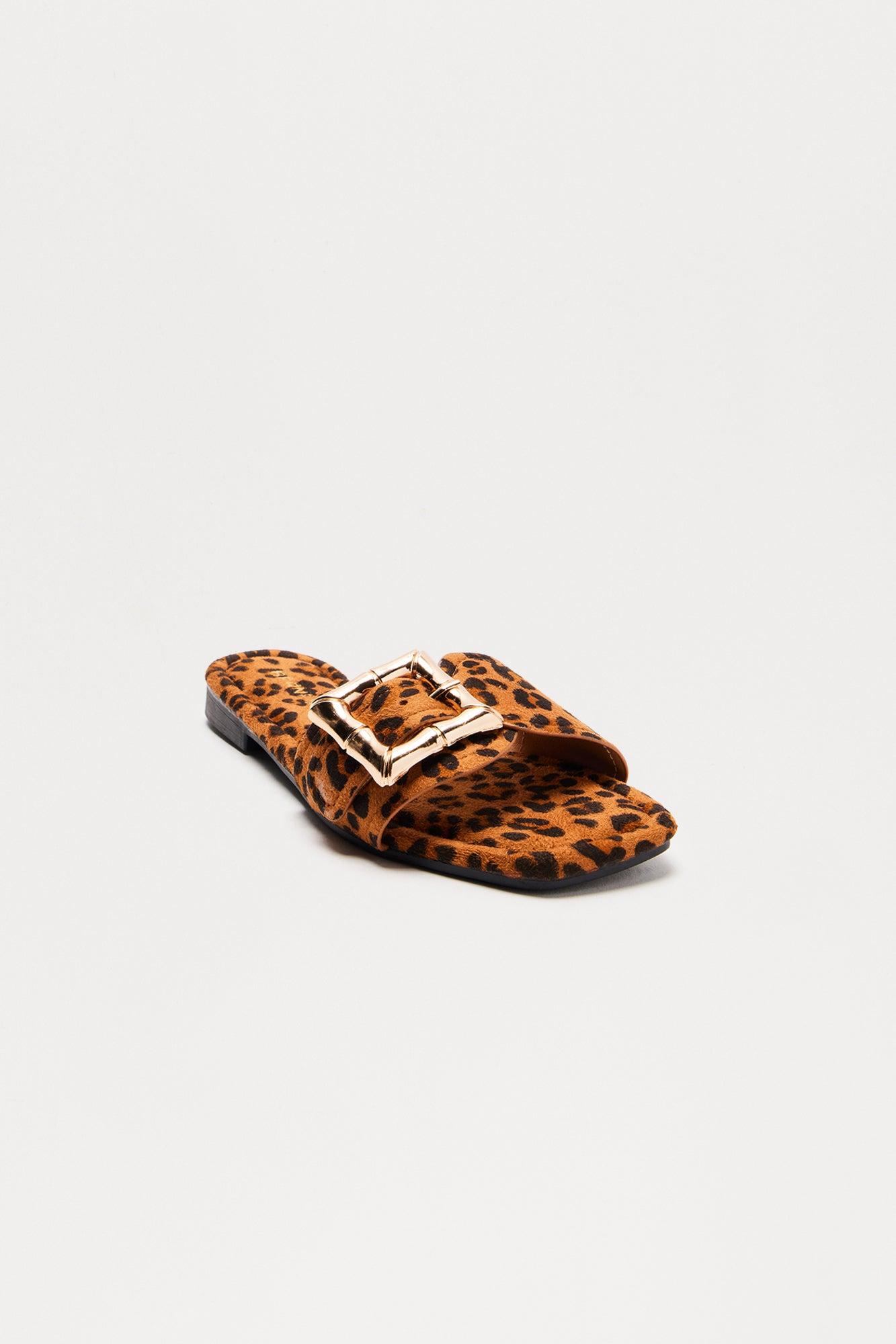 Finny Buckle Slip On Sandals - Leopard Product Image
