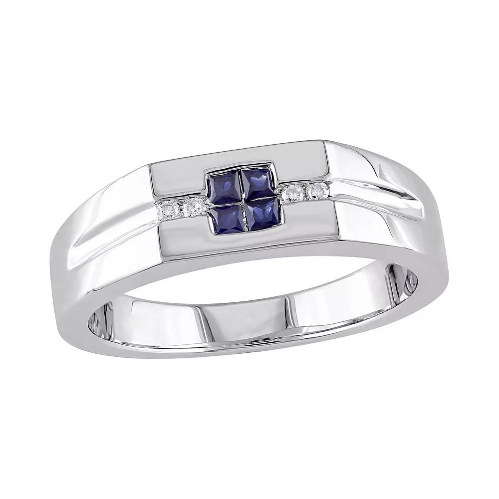 Men's Stella Grace Sterling Silver Diamond Accent & Sapphire Ring,  Product Image