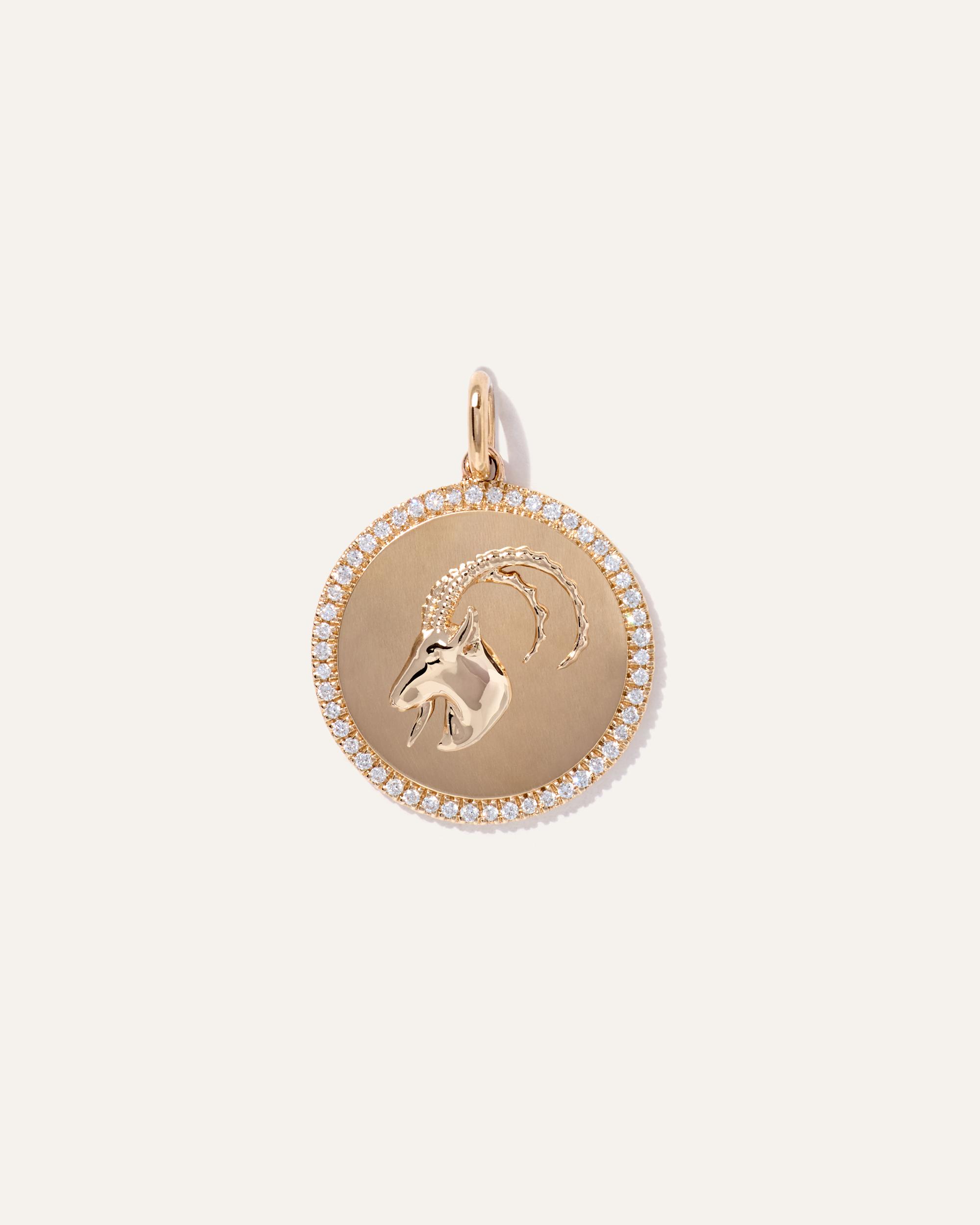 Quince | Women's 14K Gold Pave Zodiac Medallion Charm Product Image