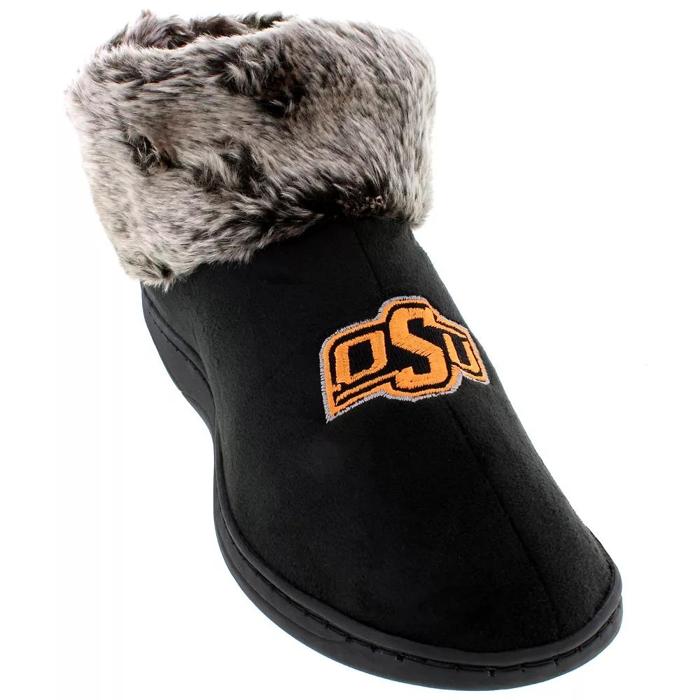Oklahoma State Cowboys Faux-Fur Slippers, Women's, Size: Small, Black Product Image