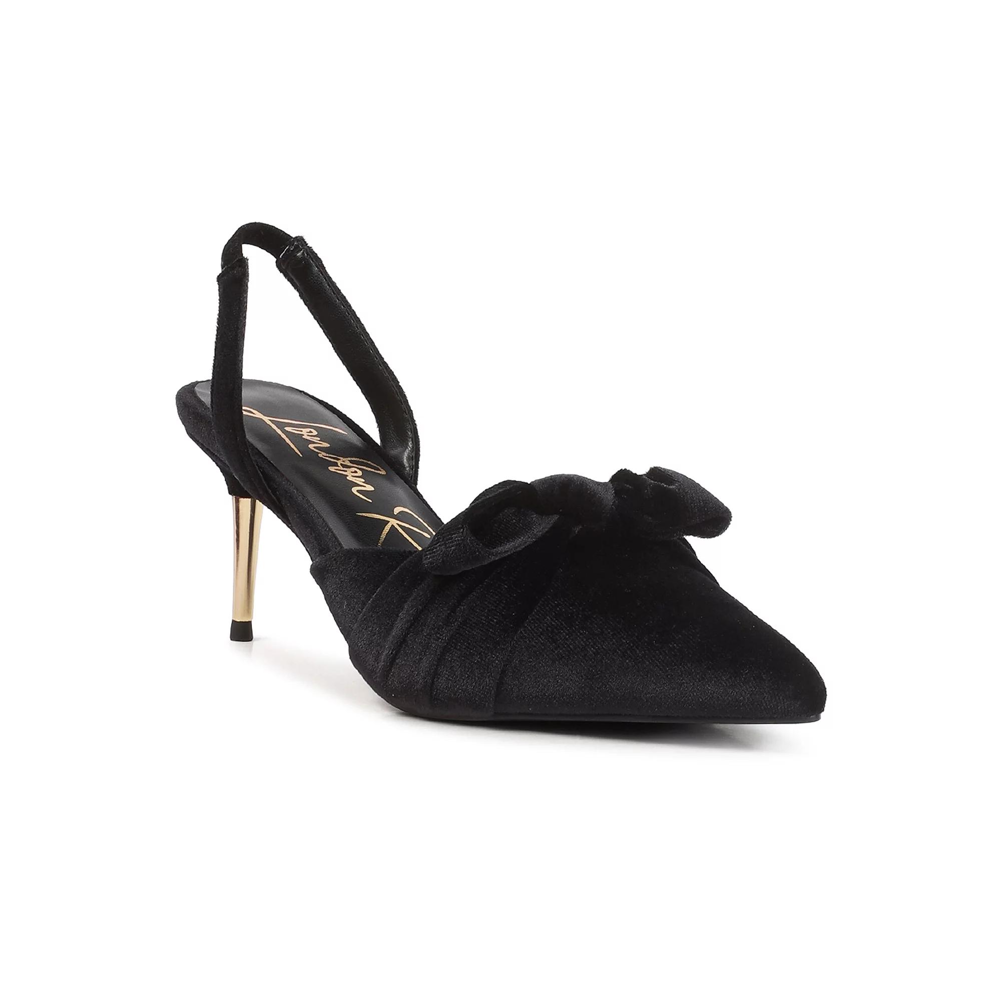 London Rag Mayfair Women's Velvet High Heeled Mule Sandals,  Product Image