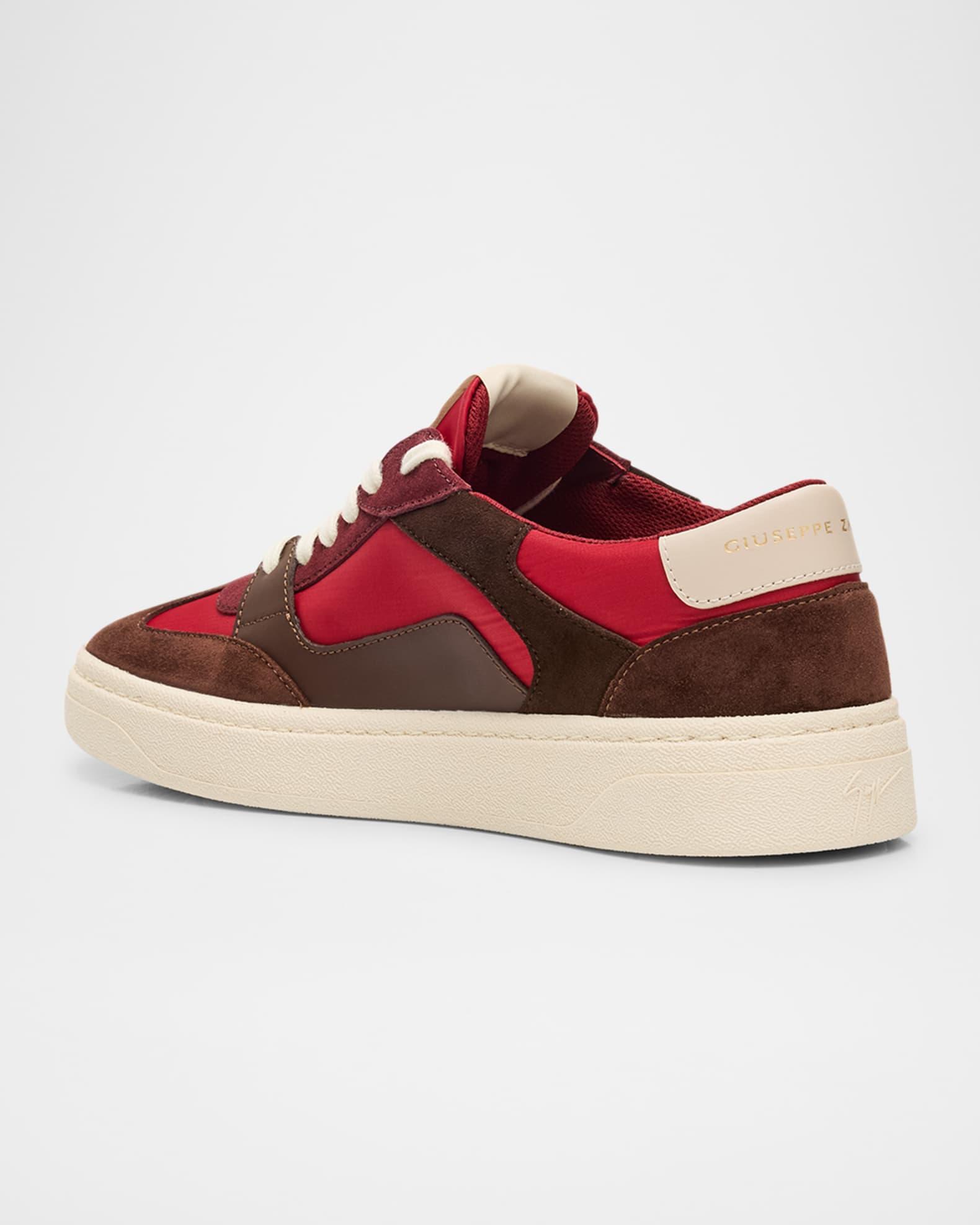 Men's Textile and Leather Low-Top Sneakers Product Image