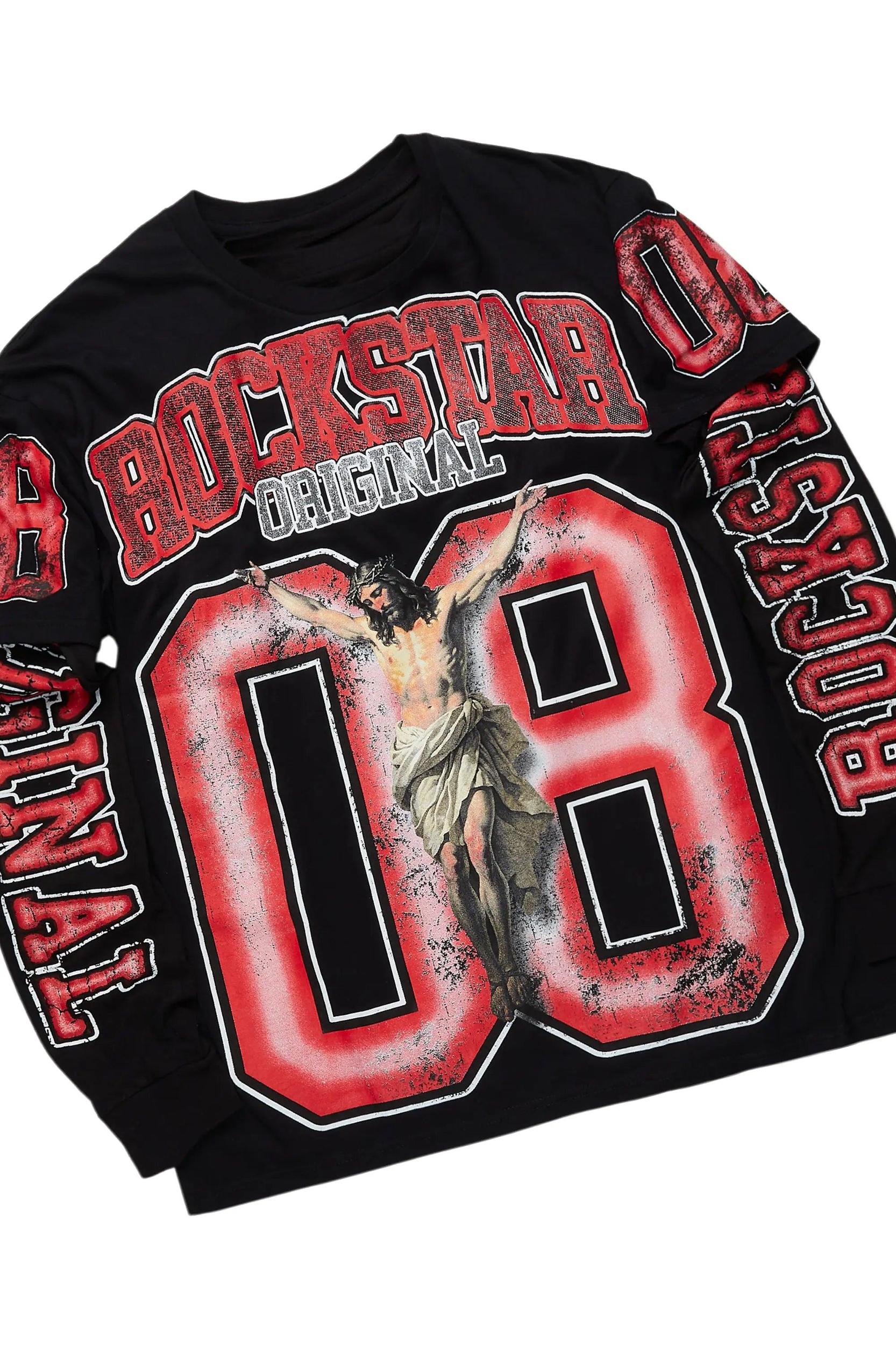 Fields Black/Red Double Layer T-Shirt/Baggy Pant Set Male Product Image