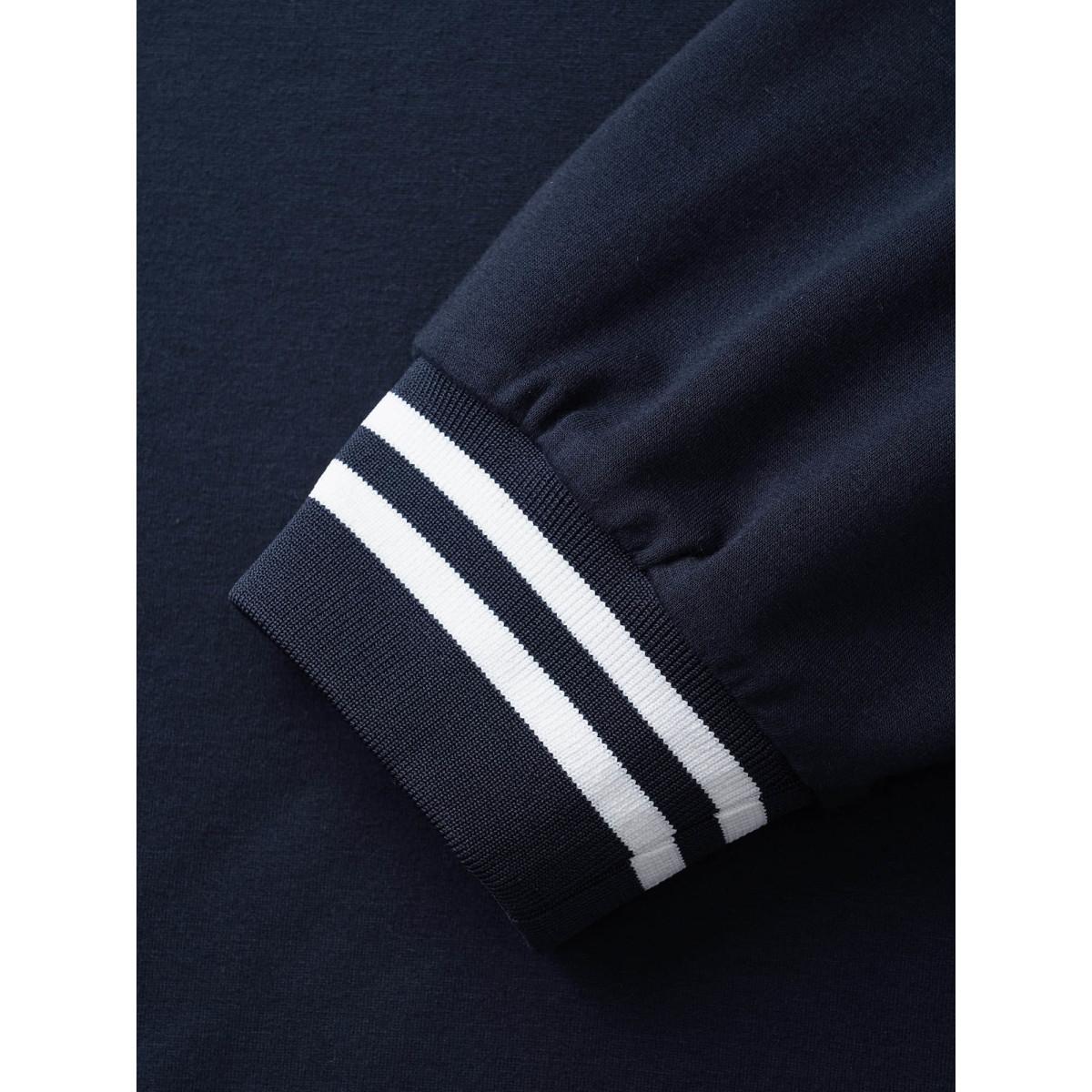 Plus Size Polo Neck Contrast Trim Drop Shoulder Sweatshirt Women Midnight Casual Contrast Polo Everyday Sweatshirts BloomChic 10/M Product Image