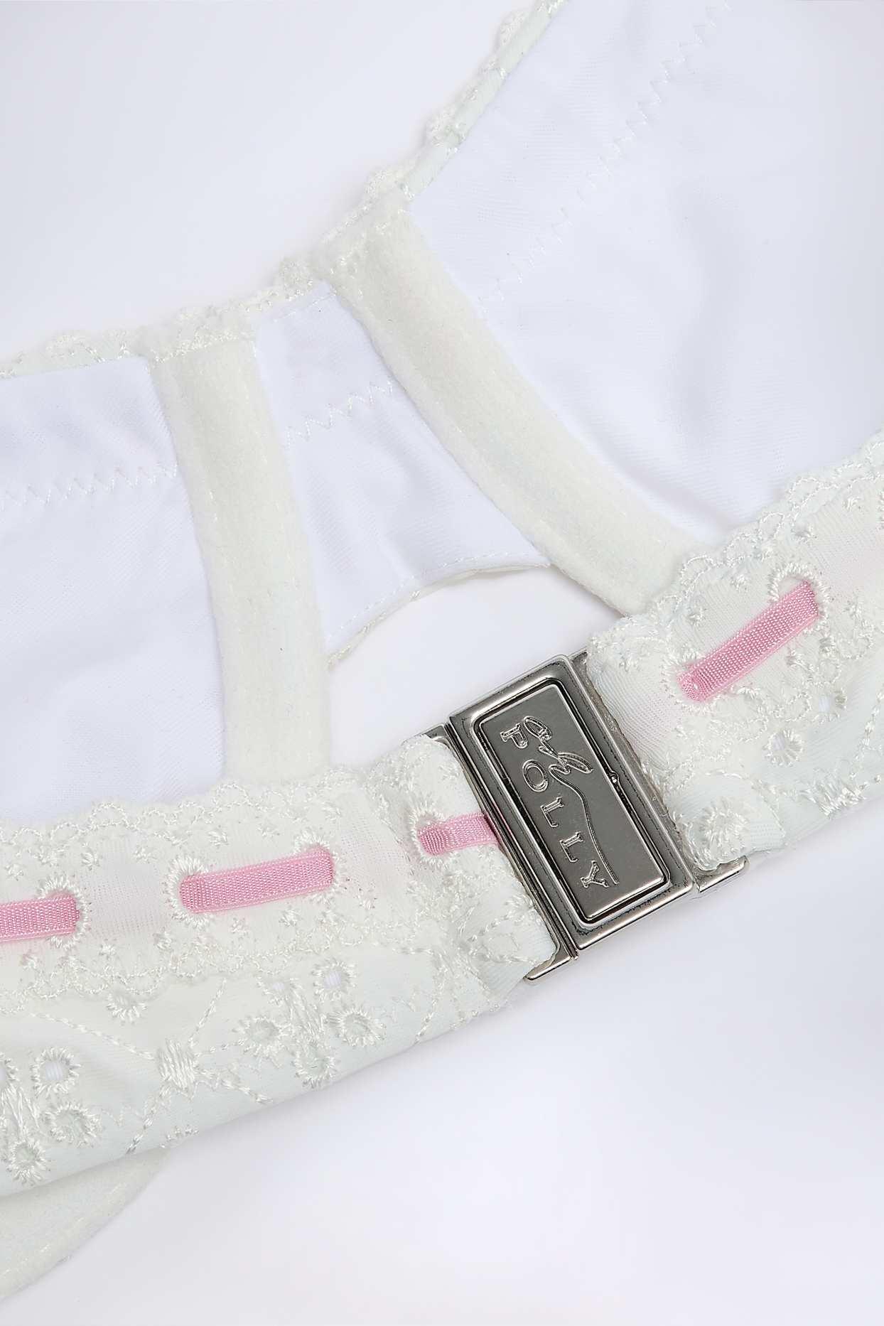 Broderie Anglaise Underwired Balconette Bikini Top in White Product Image