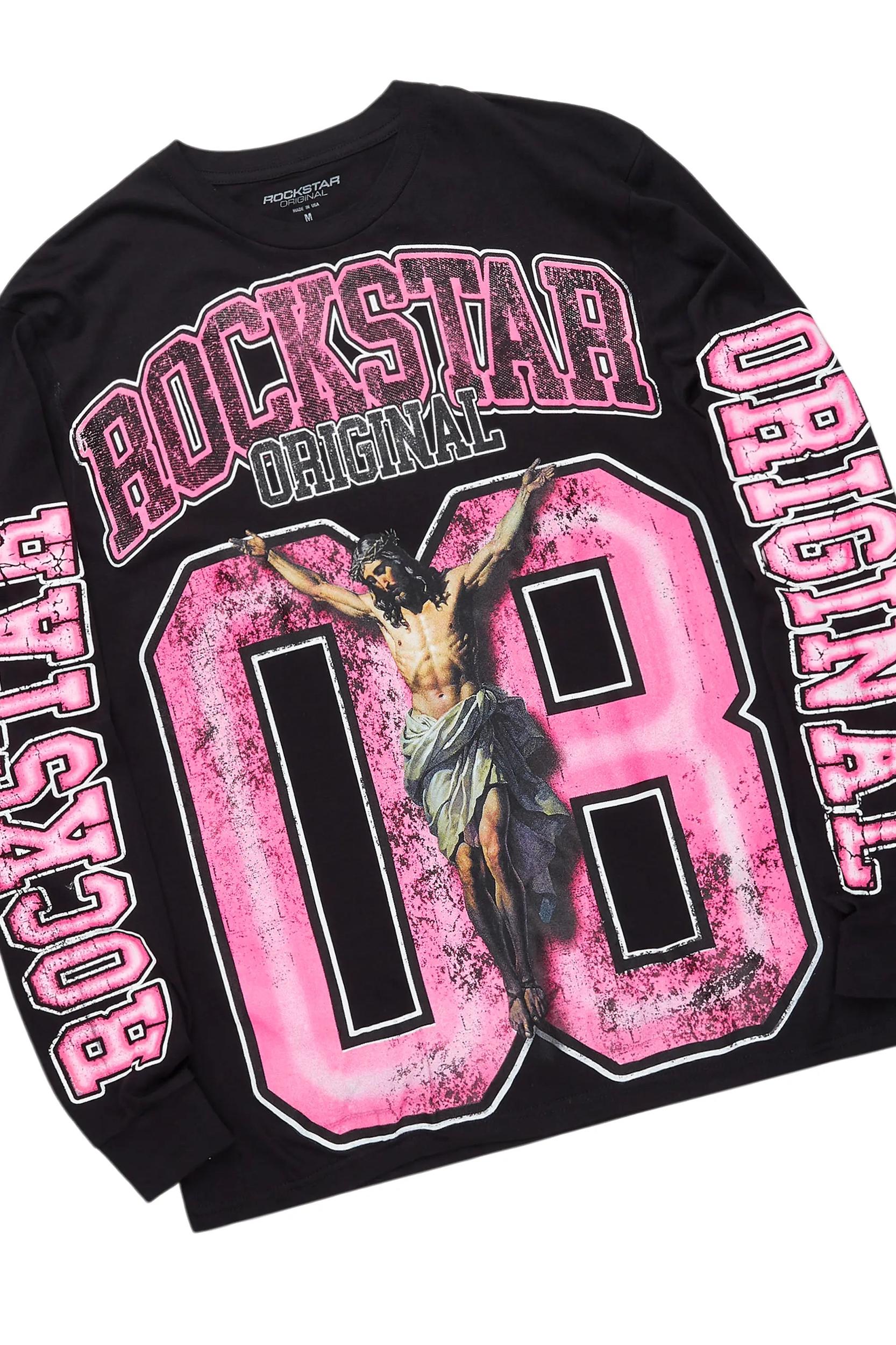 Fields Black Long Sleeve T-Shirt & Quatz Stacked Flare PU Jean Bundle Male Product Image