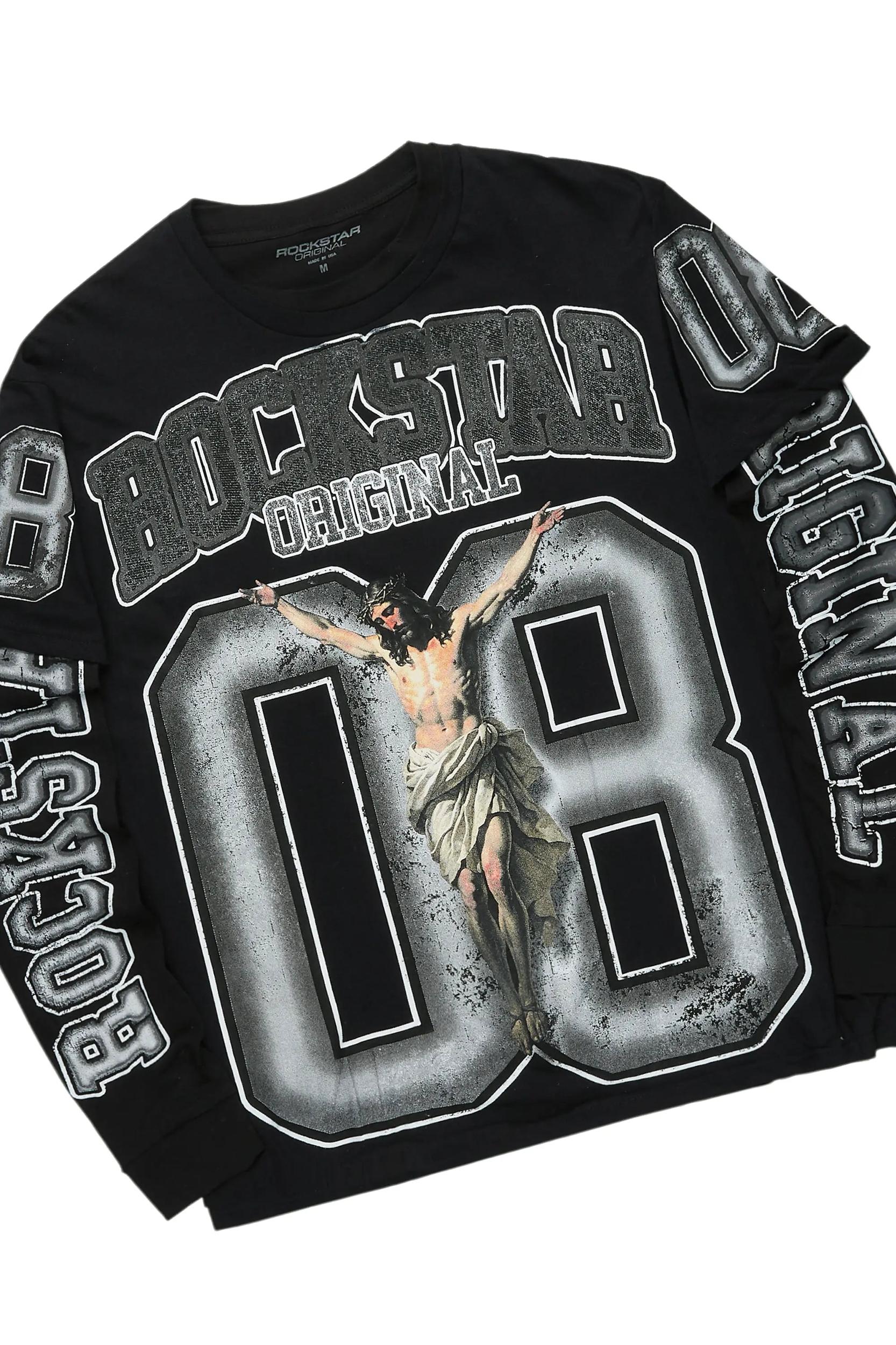 Fields Black/Grey Double Layer T-Shirt/Baggy Pant Set Male Product Image