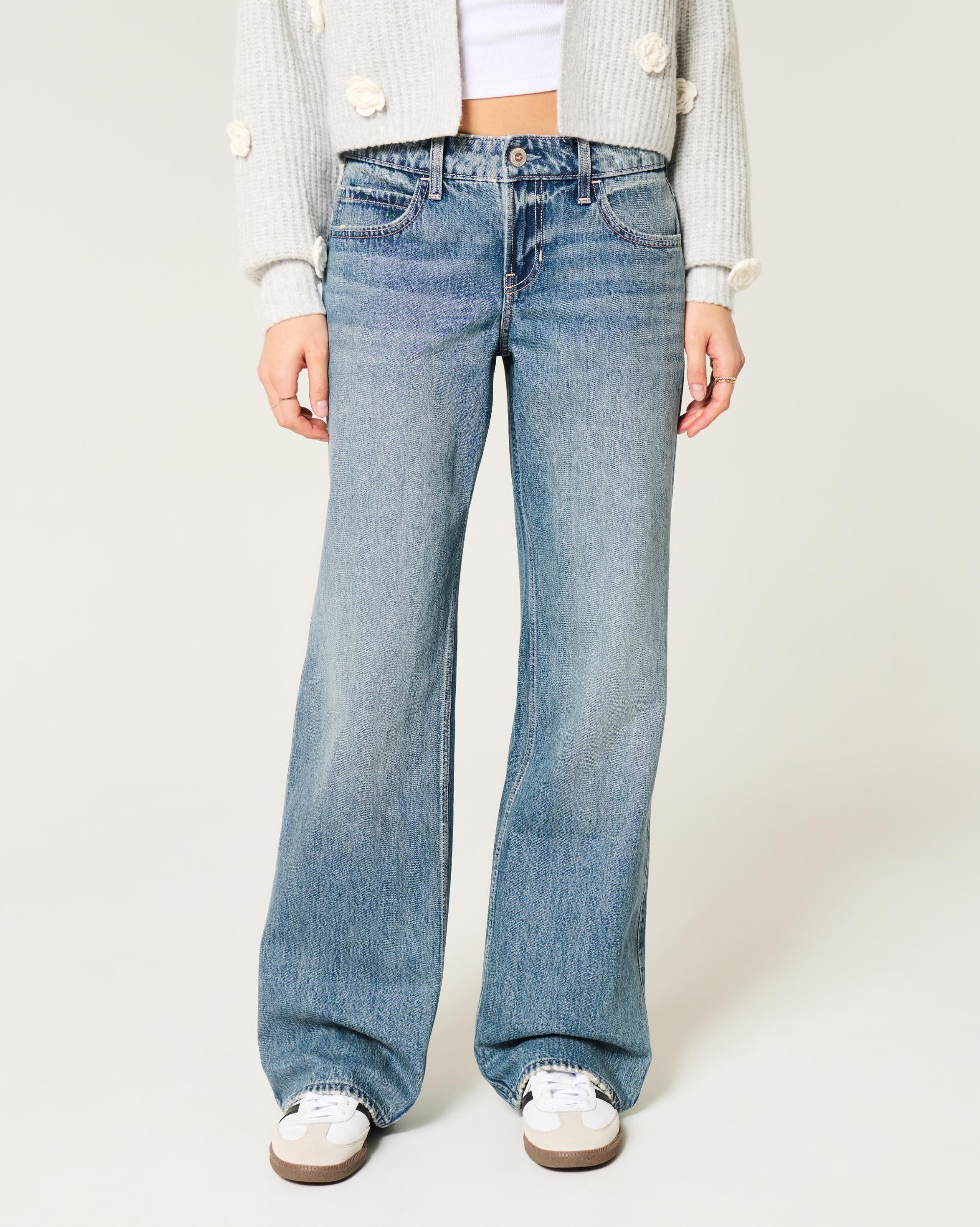 Low-Rise Ripped Light Wash Baggy Jeans Product Image