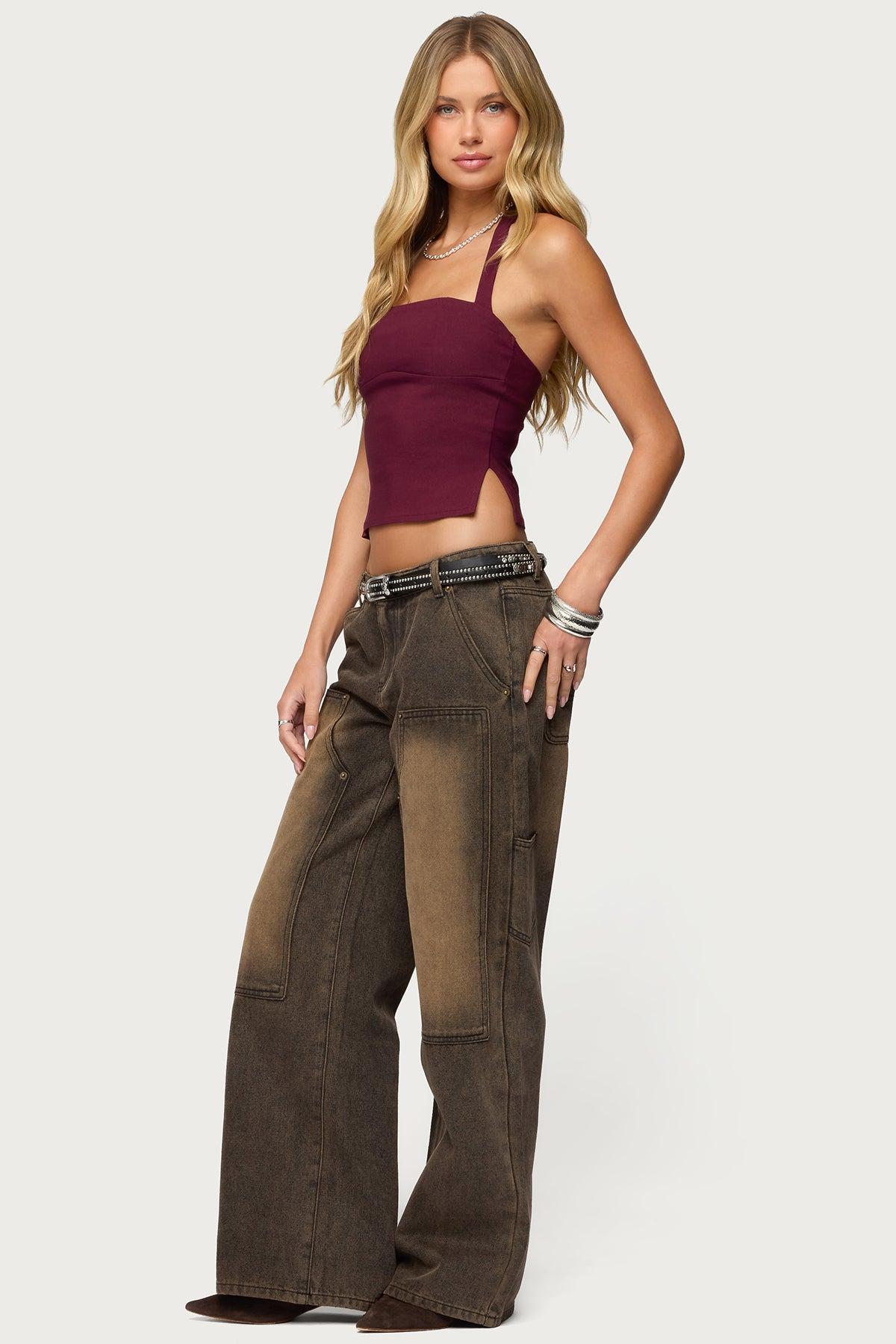 Charliza Stud Low Rise Baggy Jeans Product Image