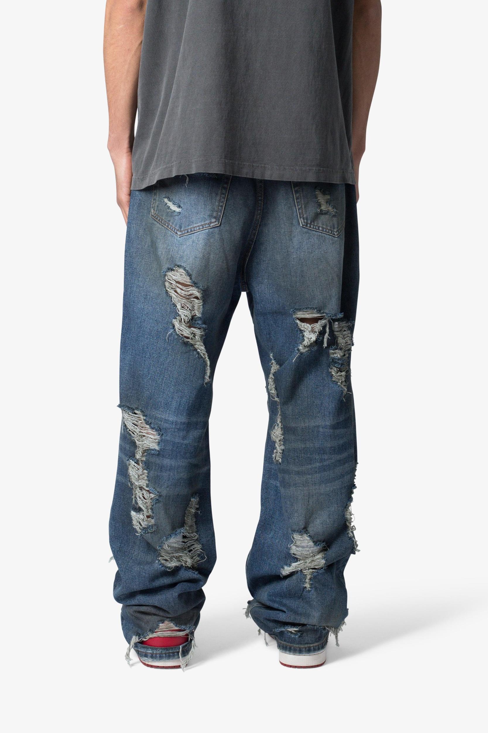 Ultra Baggy Decimated Denim - Blue Product Image