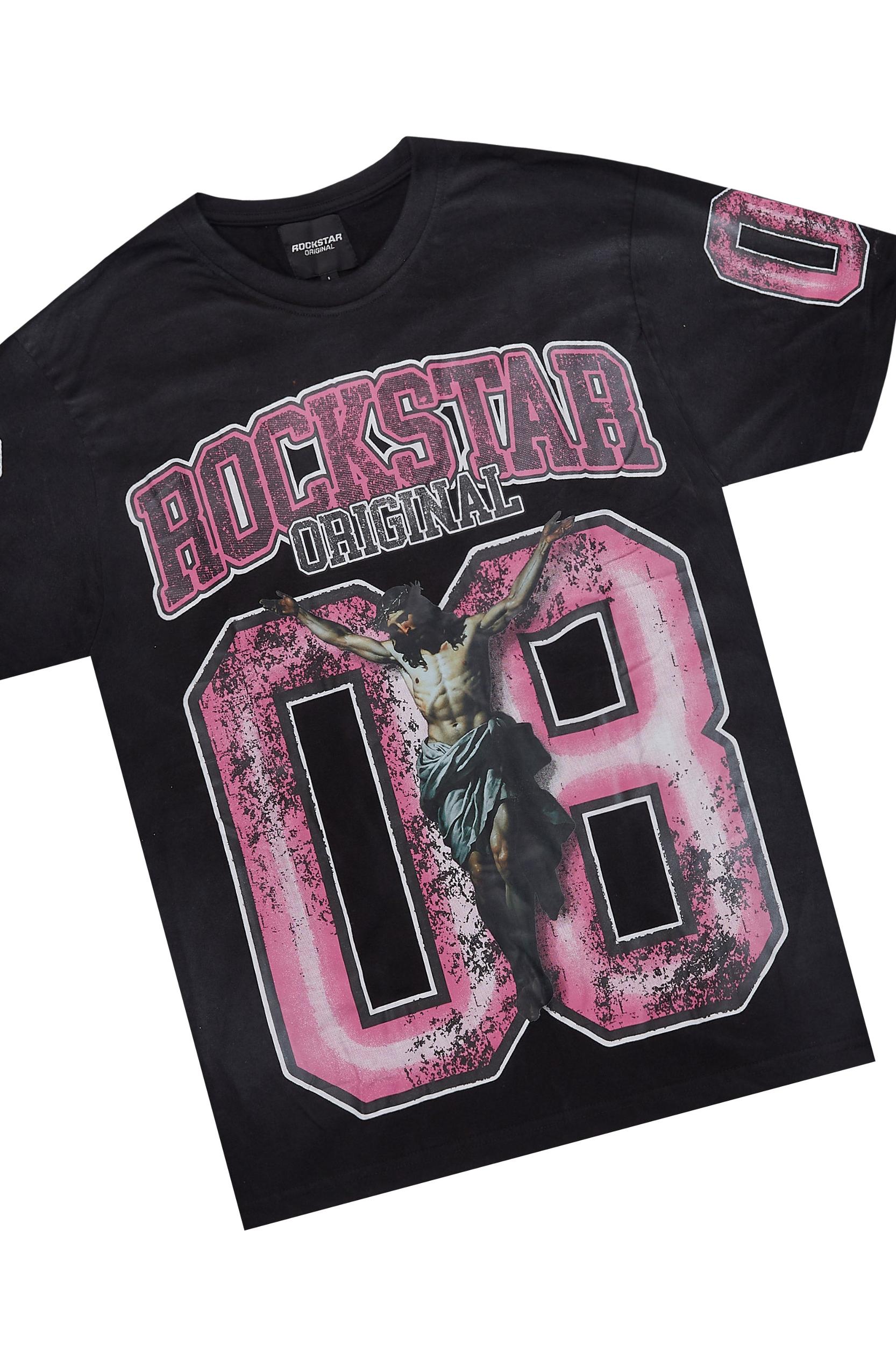 Fields Black/Pink T-Shirt/Stacked Flare Track Set Male Product Image