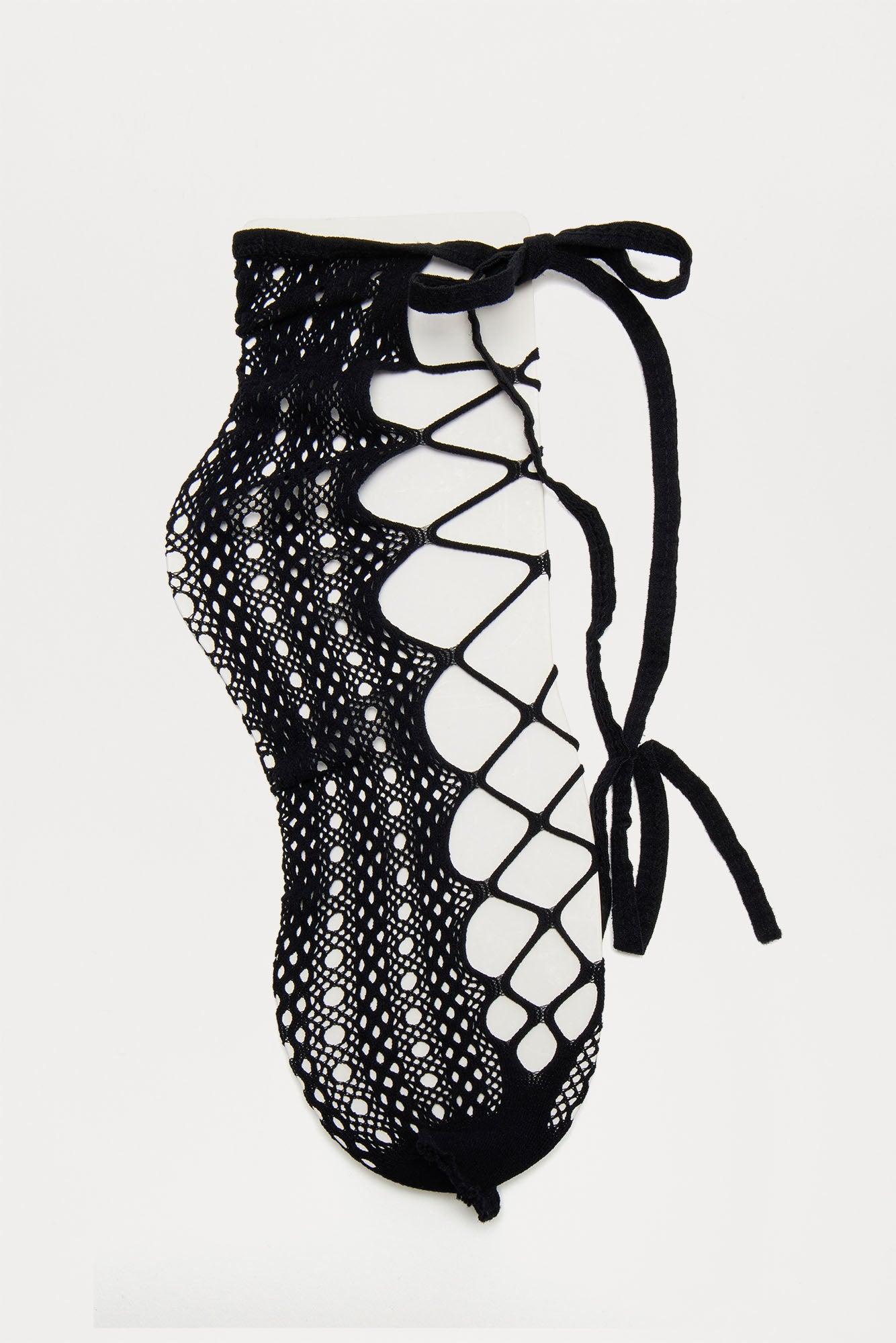 Keep It Edgy Lace Up Socks - Black Product Image