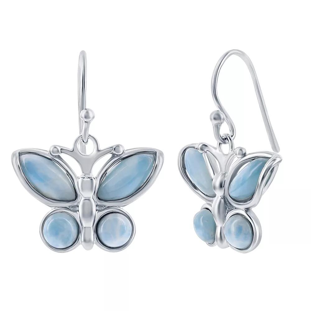Nautica Rocks Sterling Silver Larimar Butterfly Earrings, Women's Product Image
