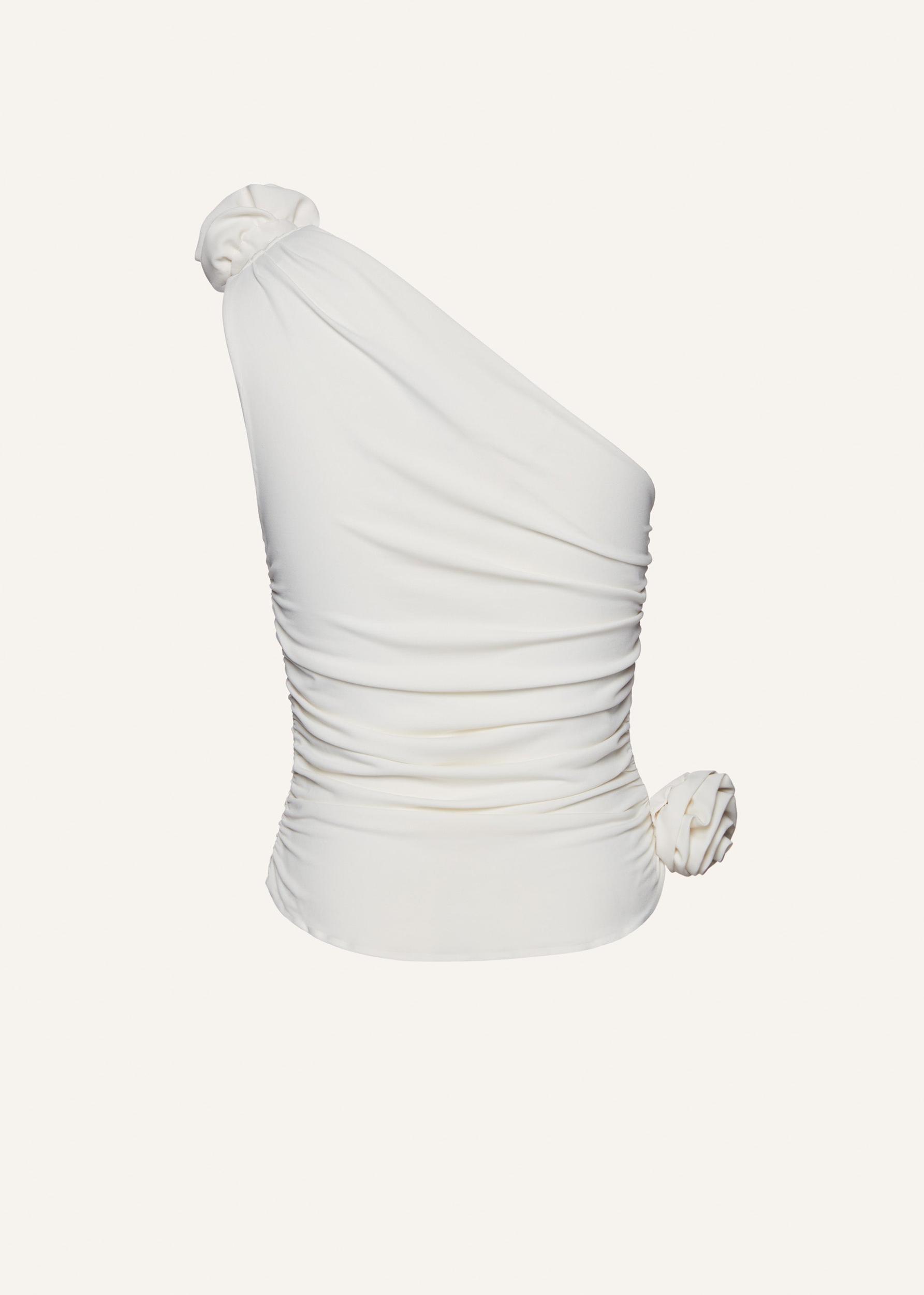 One shoulder tshirt in cream Product Image