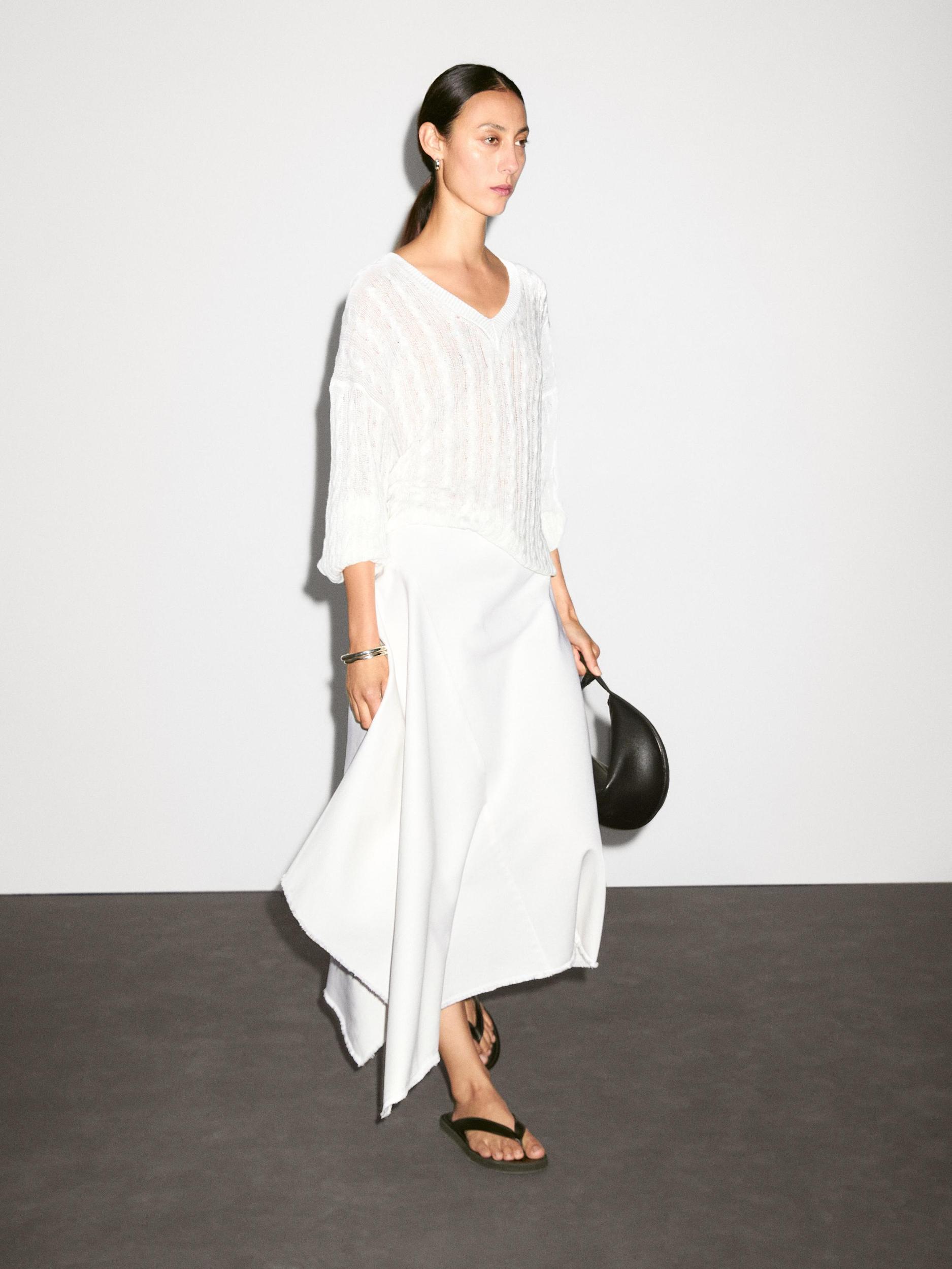 Cotton blend open-knit sweater Product Image