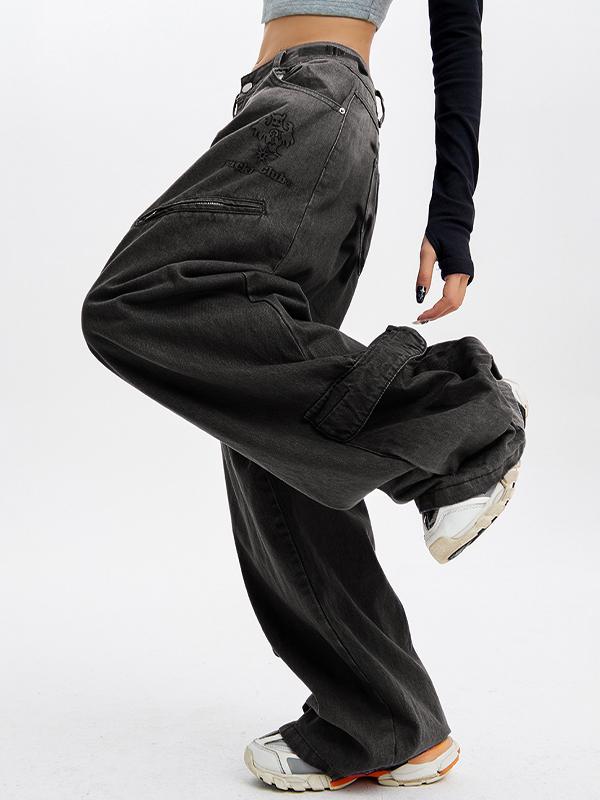 Star Spider Web Orint Cargo Jeans Product Image