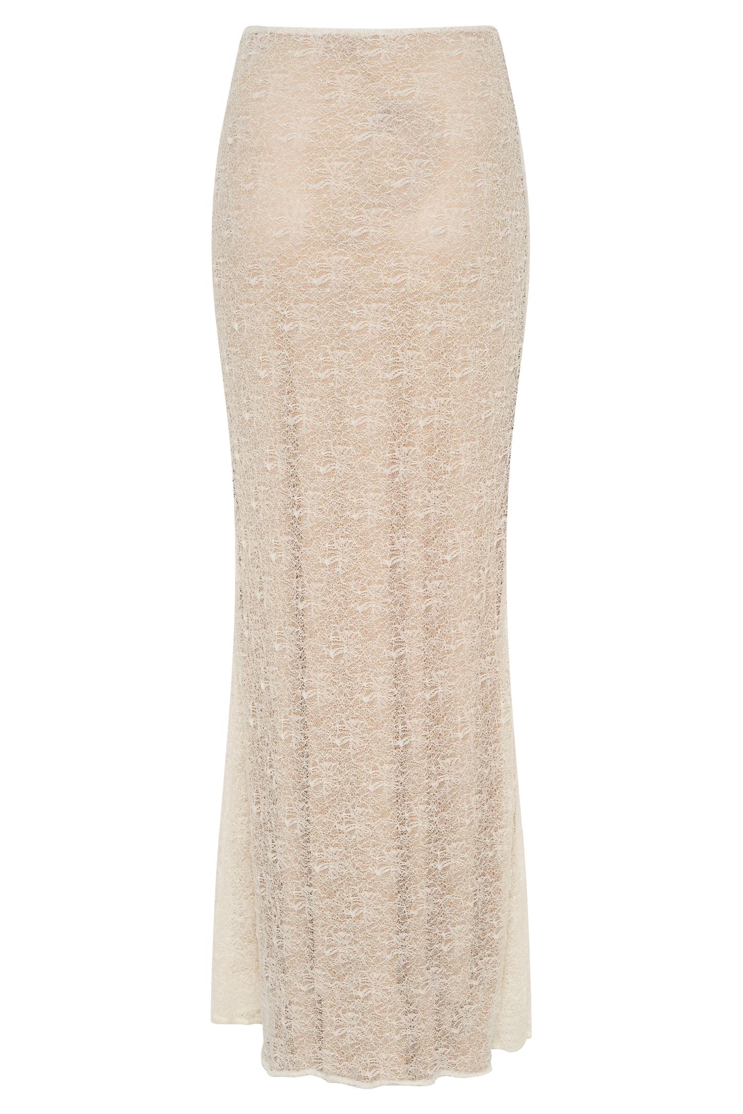 Robyn Sheer Lace Maxi Skirt - Ivory Product Image
