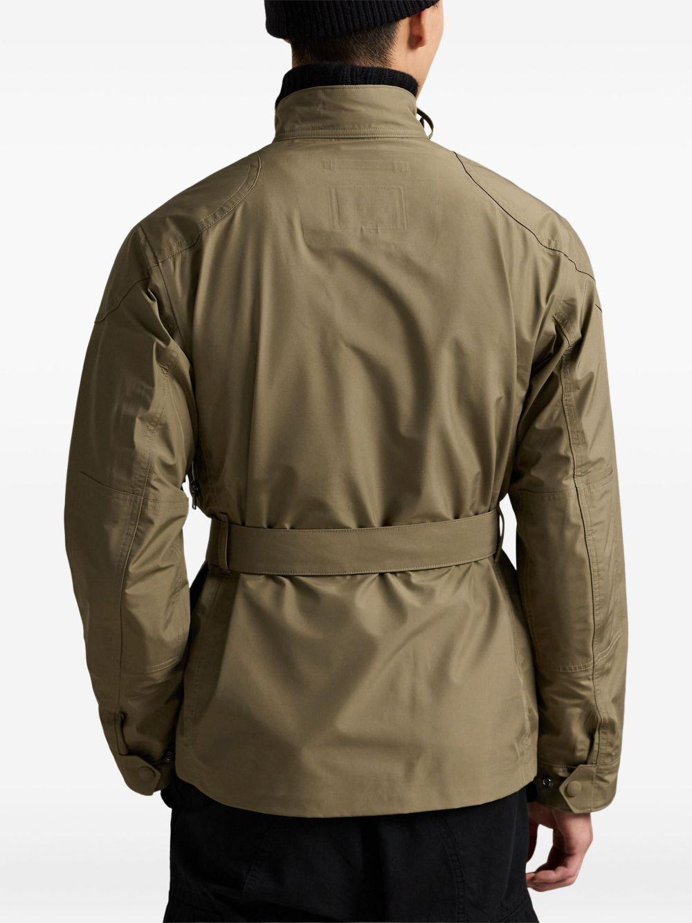 embroidered-logo belted jacket Product Image