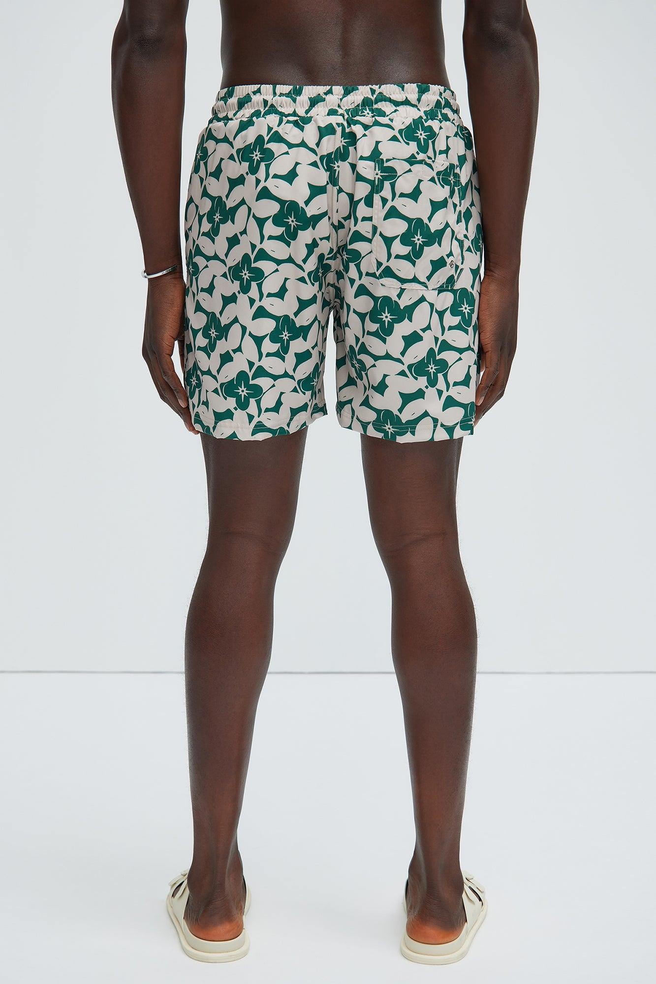 Bayou Floral Swim Mid Trunk - Green/combo Product Image