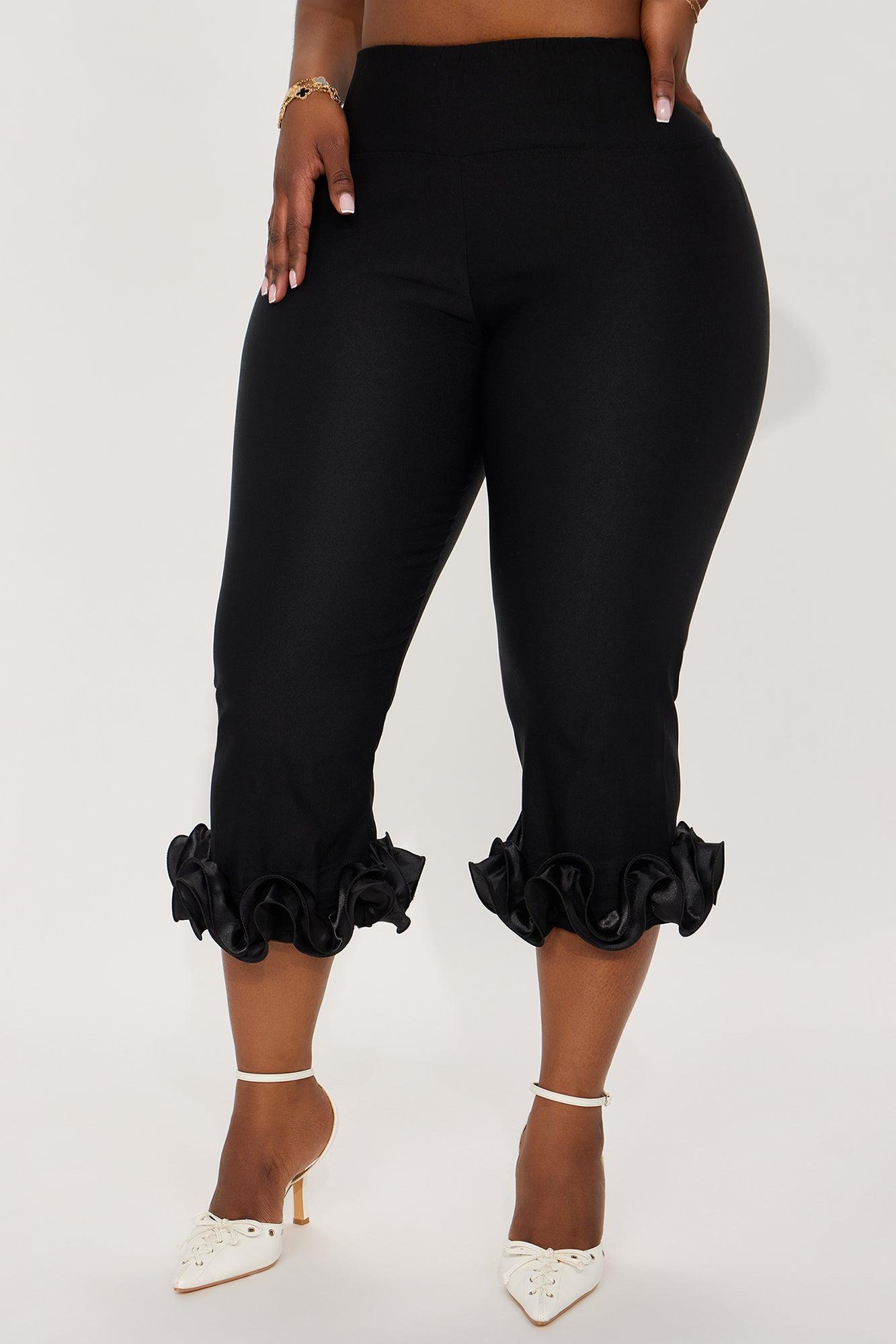 Lilibet Ruffle Capri Legging - Black Product Image