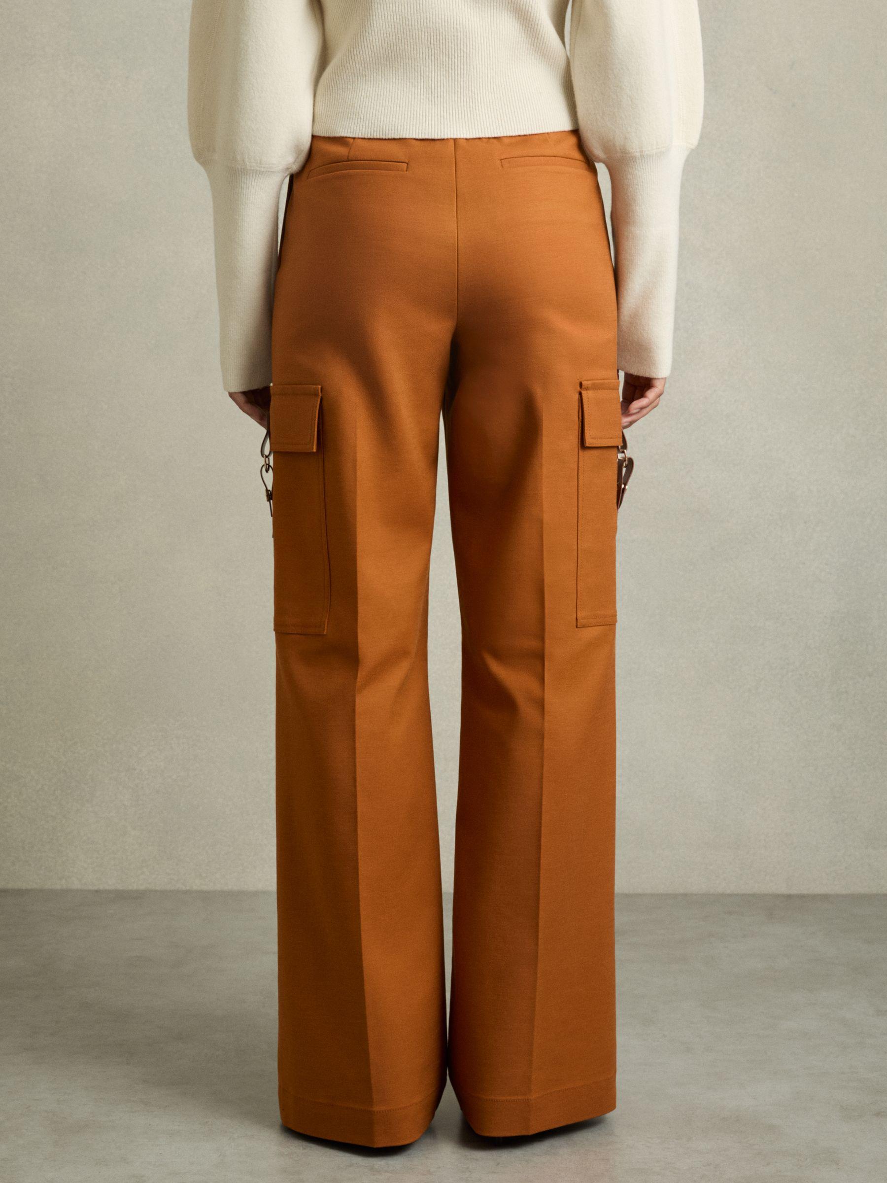 Wide-Leg Combat Trousers With Cotton in Rust Product Image