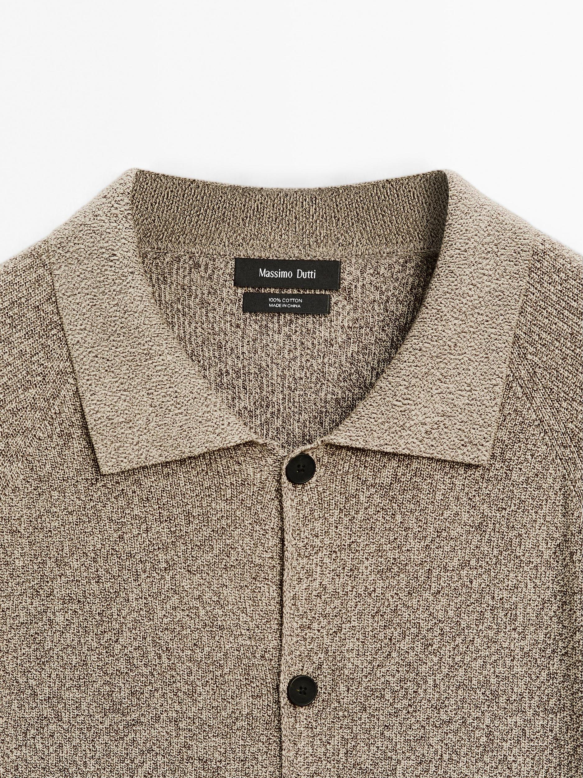 100% cotton mouliné knit cardigan Product Image