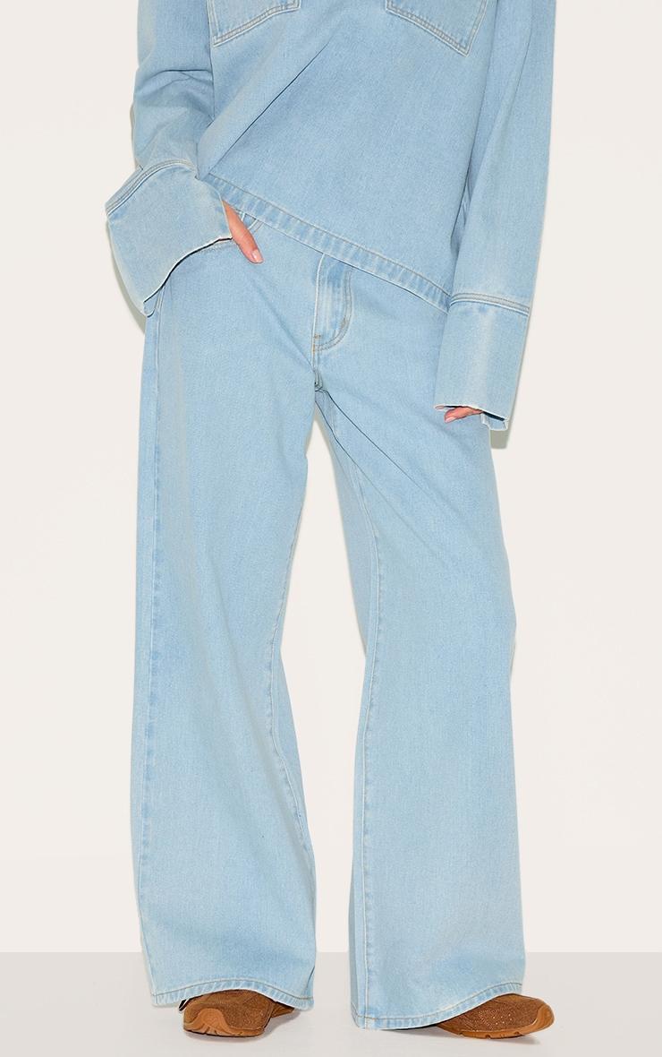 Light Blue High Waist Wide Leg Jeans Product Image
