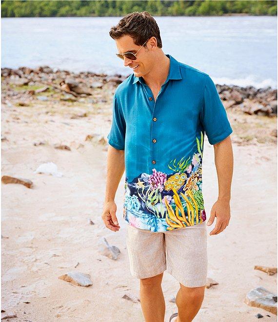 Caribbean Coral Reef Print Short Sleeve Woven Shirt Product Image