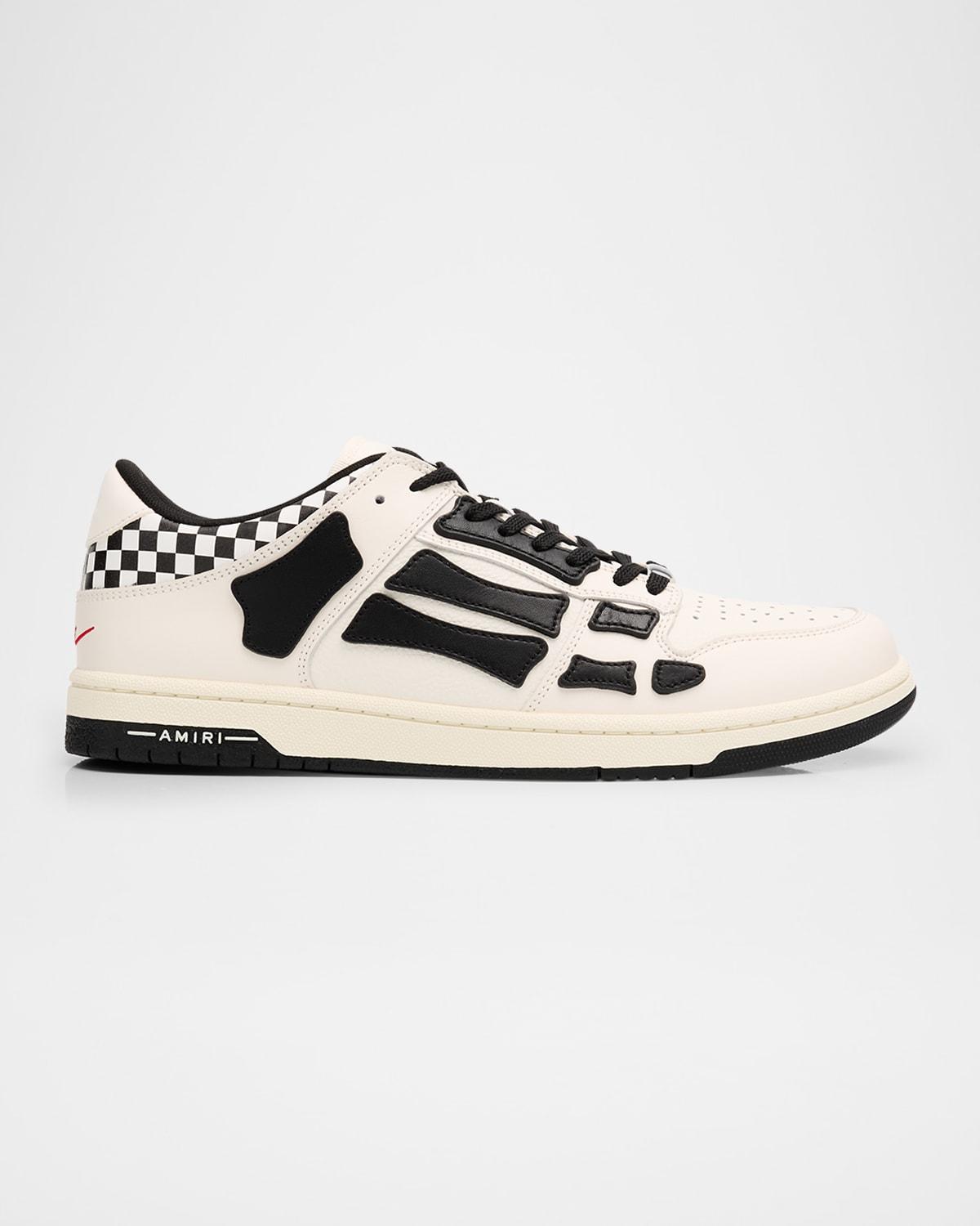 Mens Checkered Skeleton Low-Top Leather Sneakers Product Image