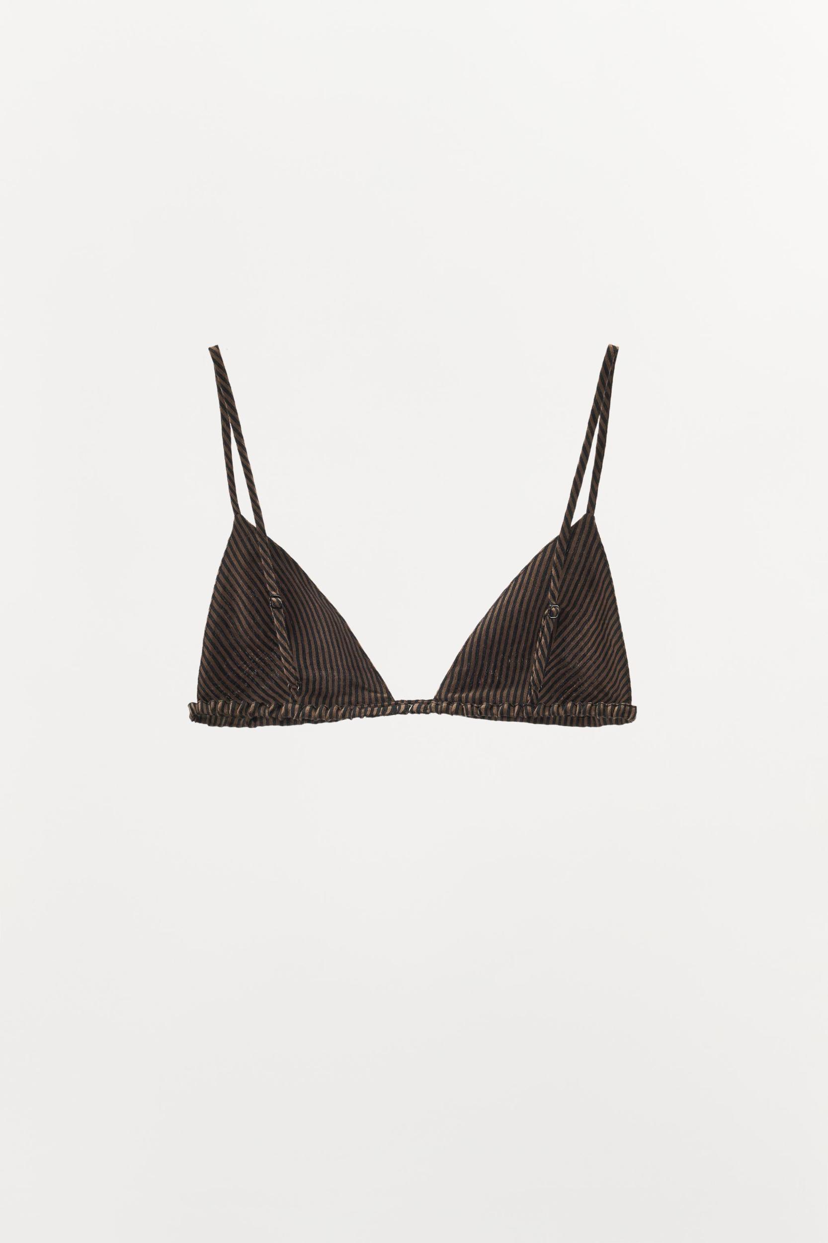 STRIPED LINEN TRIANGLE BRA Product Image