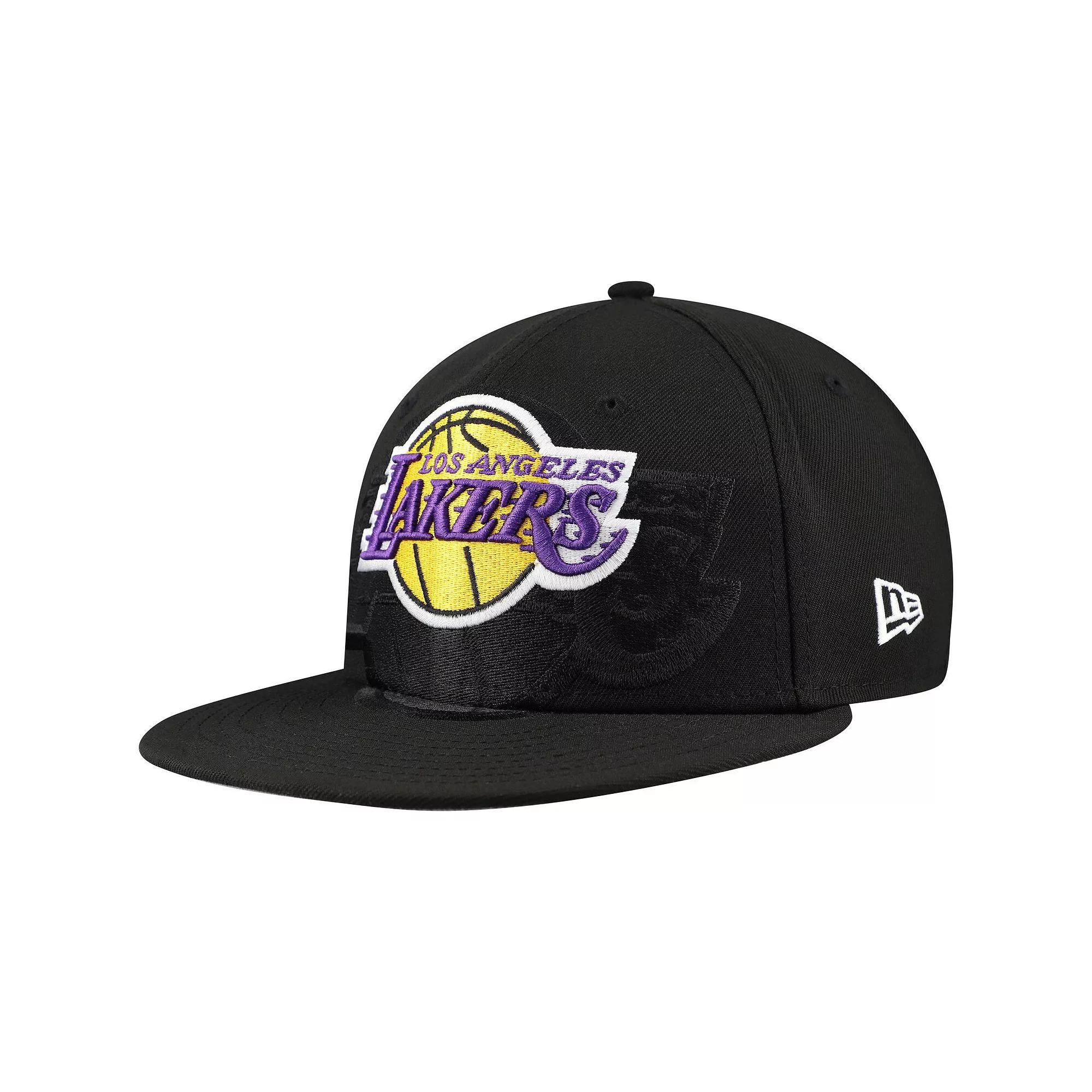 Men's New Era Black Los Angeles Lakers Blackout Shadow Logo 59FIFTY Fitted Hat,  Product Image