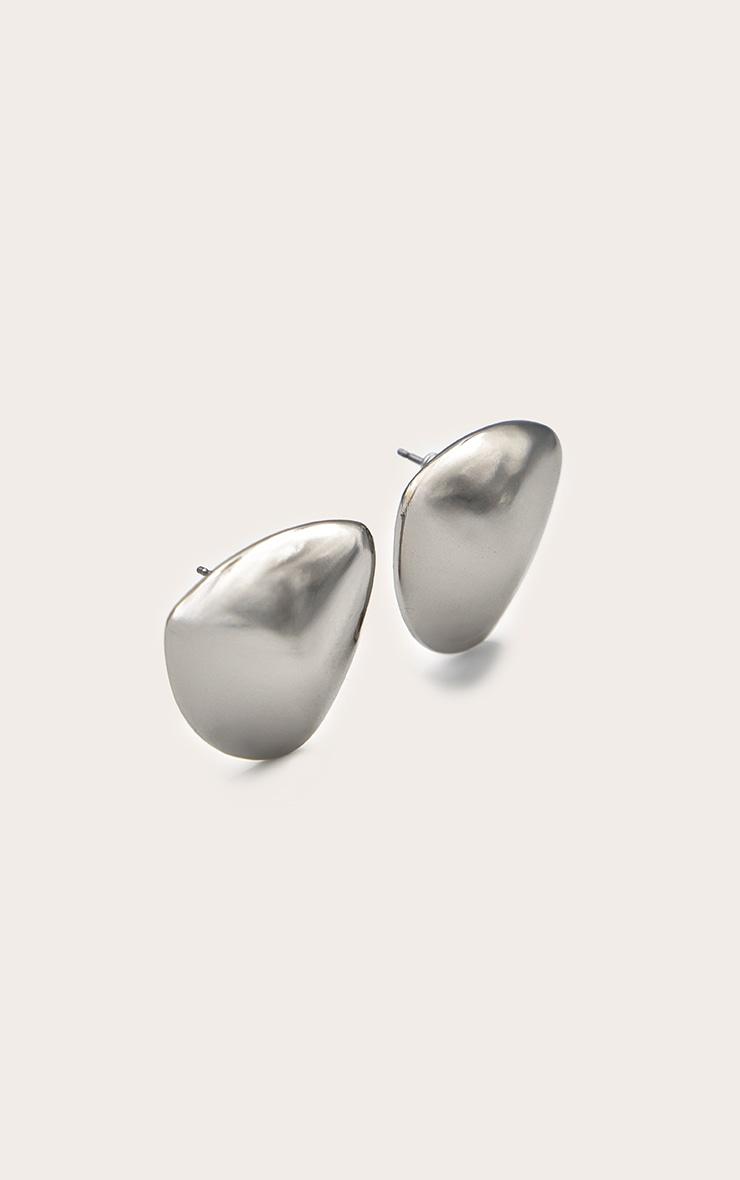 Silver Bevelled Triangle Chunky Statement Stud Earrings Product Image