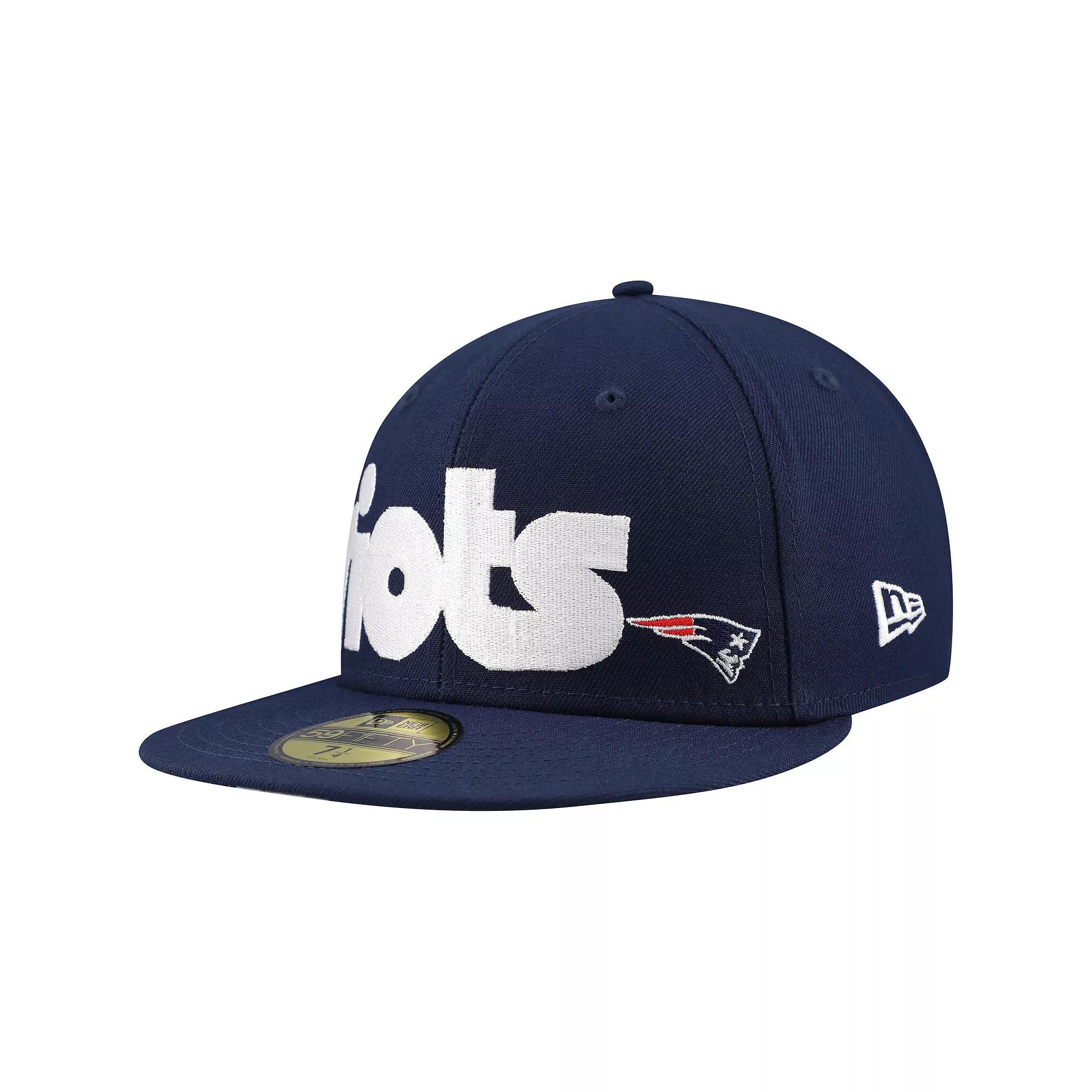 Men's New Era Navy New England Patriots Checkered Undervisor 59FIFTY Fitted Hat,  Product Image