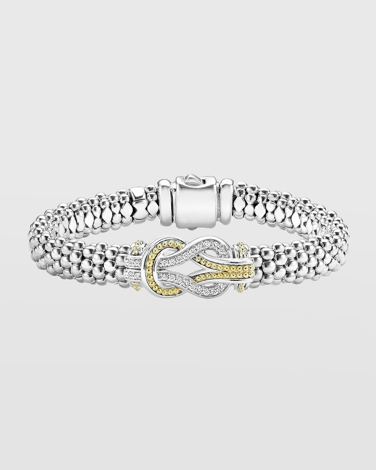Lagos Sterling Silver and 18K Gold Newport Diamond Caviar Bracelet Product Image