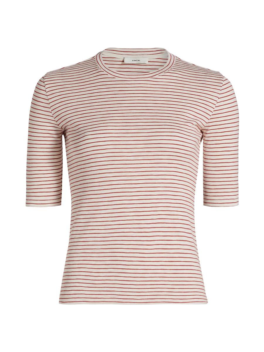 Womens Striped Cotton-Blend Crewneck T-Shirt Product Image