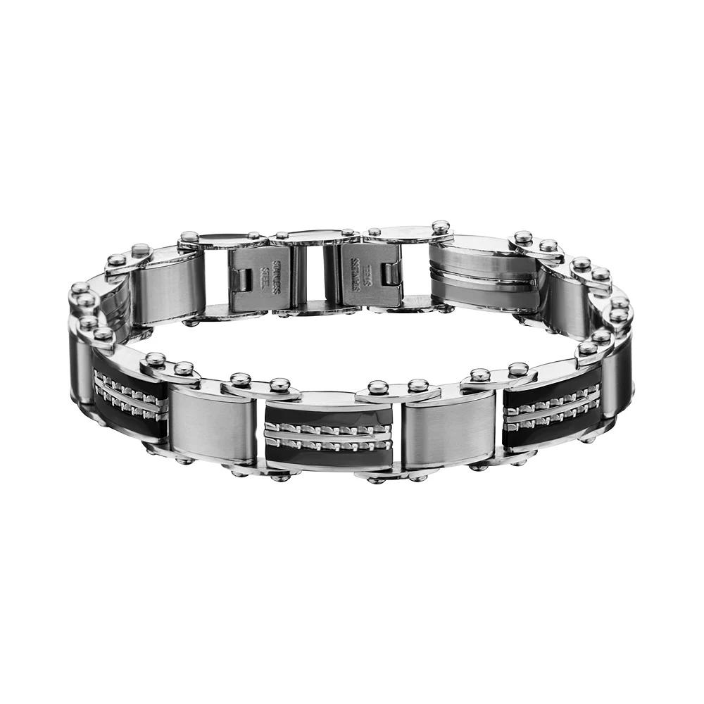Men's Stainless Steel Reversible Link Bracelet, Size: 7.5", Two Tone Product Image