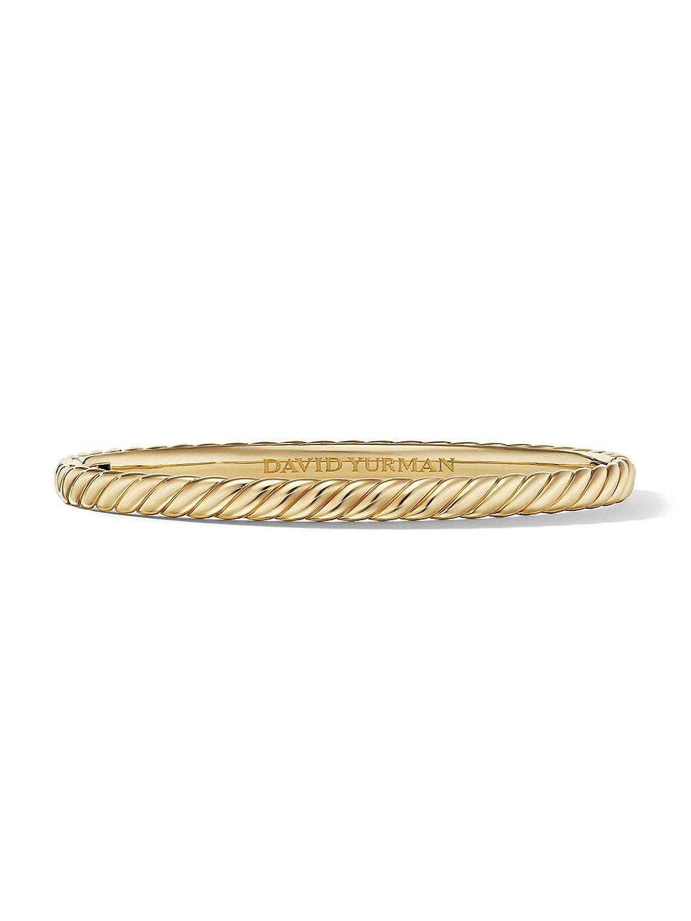 Womens Sculpted Cable Bangle Bracelet in 18K Yellow Gold Product Image